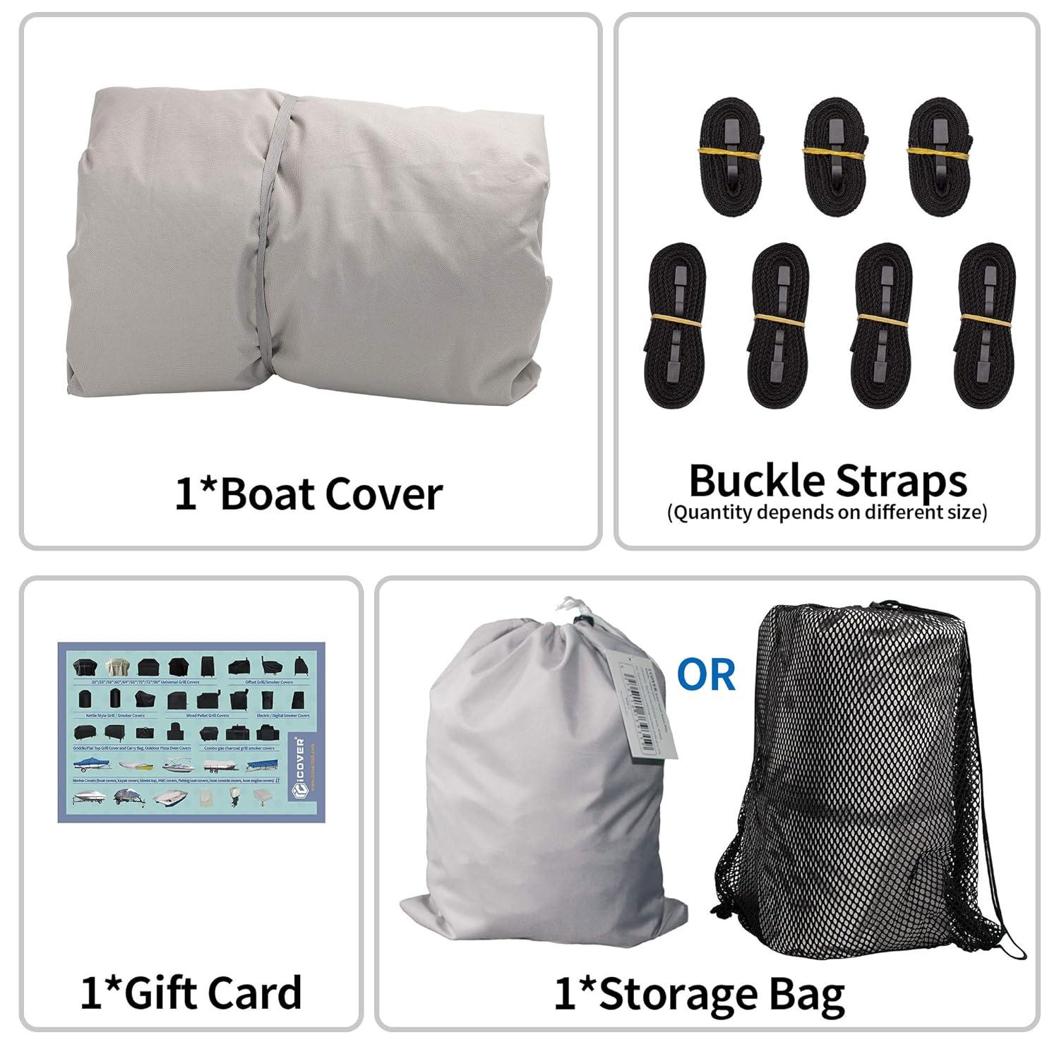 Genrics 14Ft Boat Cover Waterproof Heavy Duty Trailerable Replacement for Jon Boat Grey