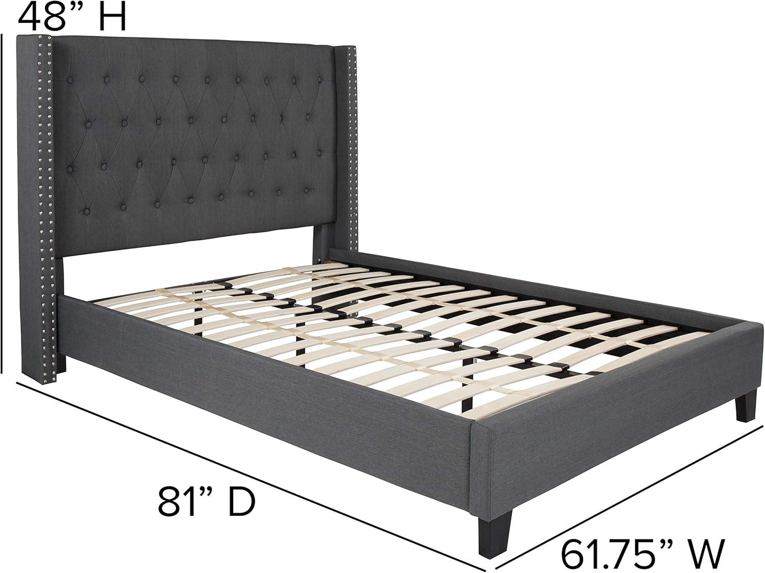 Flash Furniture Riverdale King Size Tufted Upholstered Platform Bed in Beige Fabric