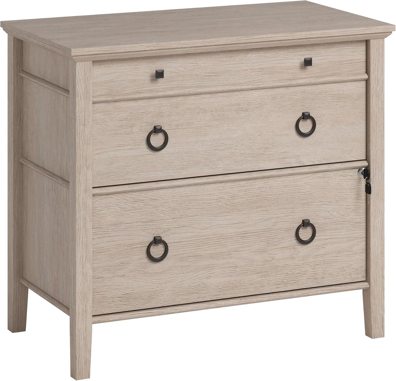 East Adara2 Drawer File Cabinet Cascade Oak - Sauder: Smooth Full Extension Slides, MDF Construction, 5-Year Warranty