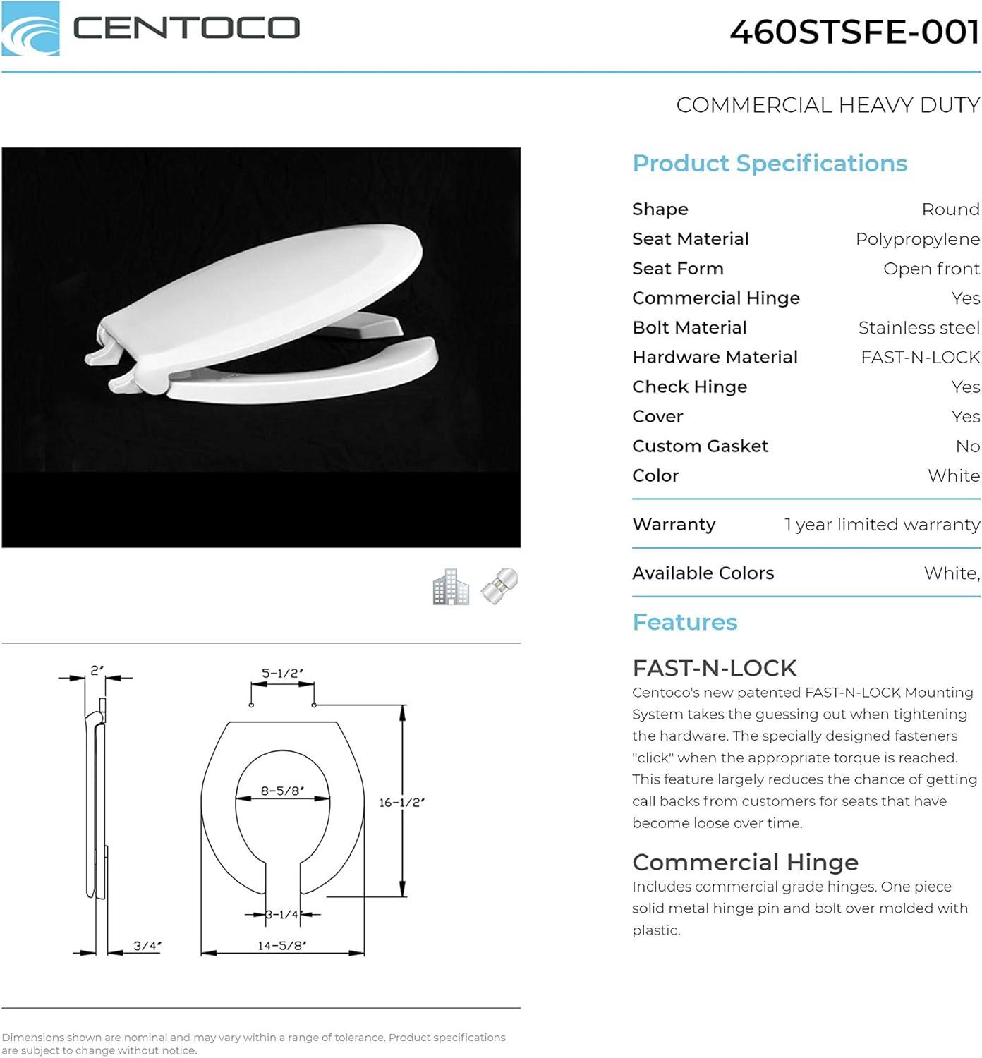 White Round Plastic Toilet Seat with Metal Hinges