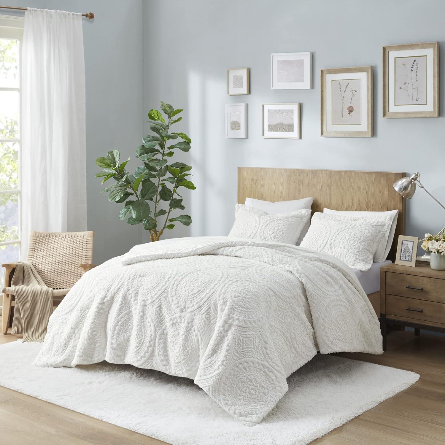 Madison Park Arya Embroidered Medallion Faux Fur Ultra Plush Comforter Set
