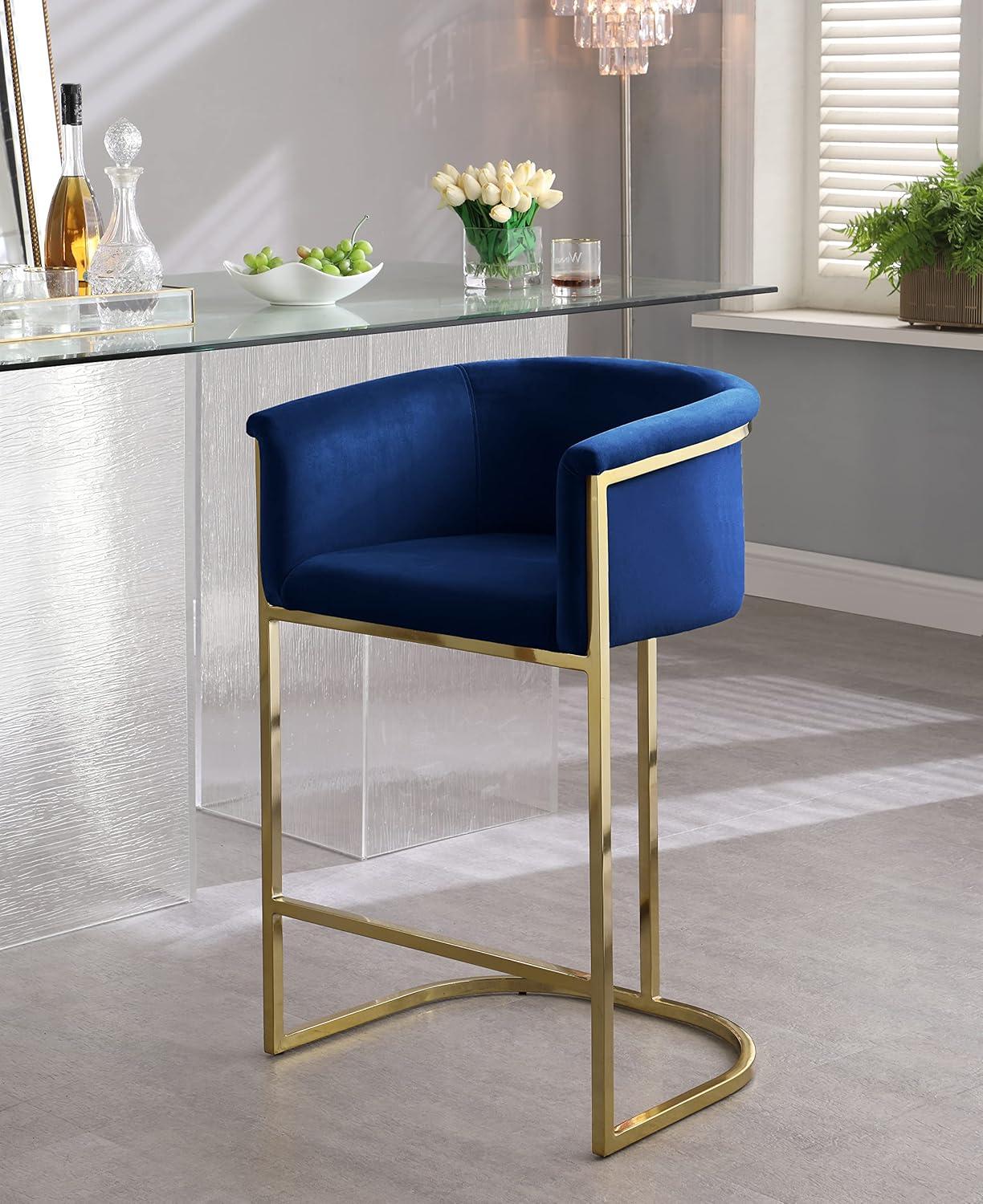 Meridian Furniture Donatella Navy Velvet Stool