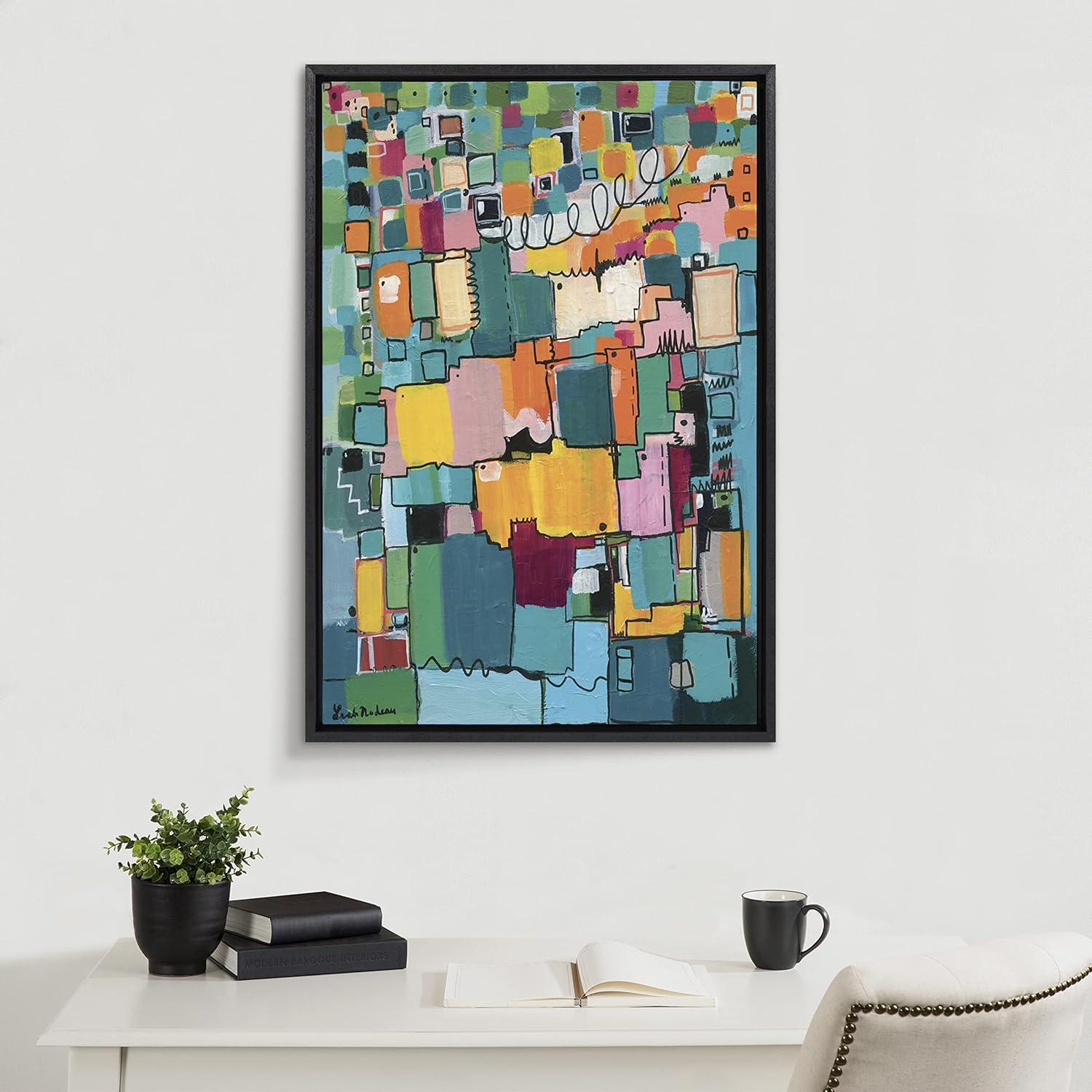 Kate and Laurel Sylvie Afternoon Delight Framed Canvas by Leah Nadeau, 23x33, Black