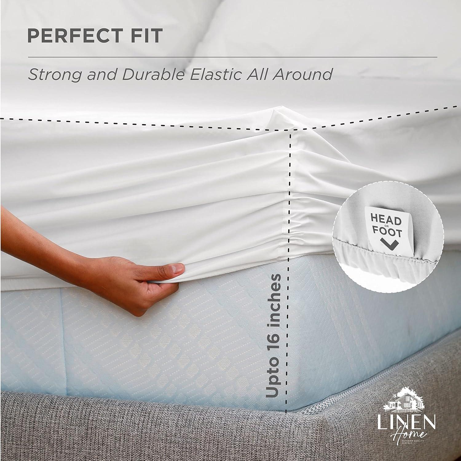 100% Cotton Percale Fitted Sheet Twin Size, White, 1 Deep Pocket Fitted Sheet, Crisp and Cool Strong Bed Linen, 39"X75"+15"