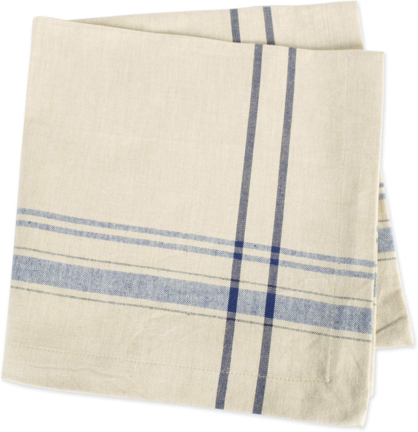 DII Modern Style Cotton French Stripe Napkin in Nautical Blue/Beige (Set of 6)