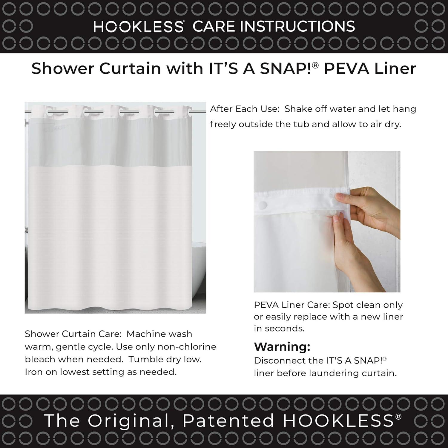 Hookless Light-Filtering Fabric Shower Curtain with Liner