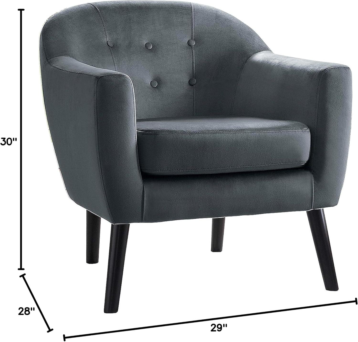 Lexicon Quill Velvet Upholstered Accent Chair in Gray