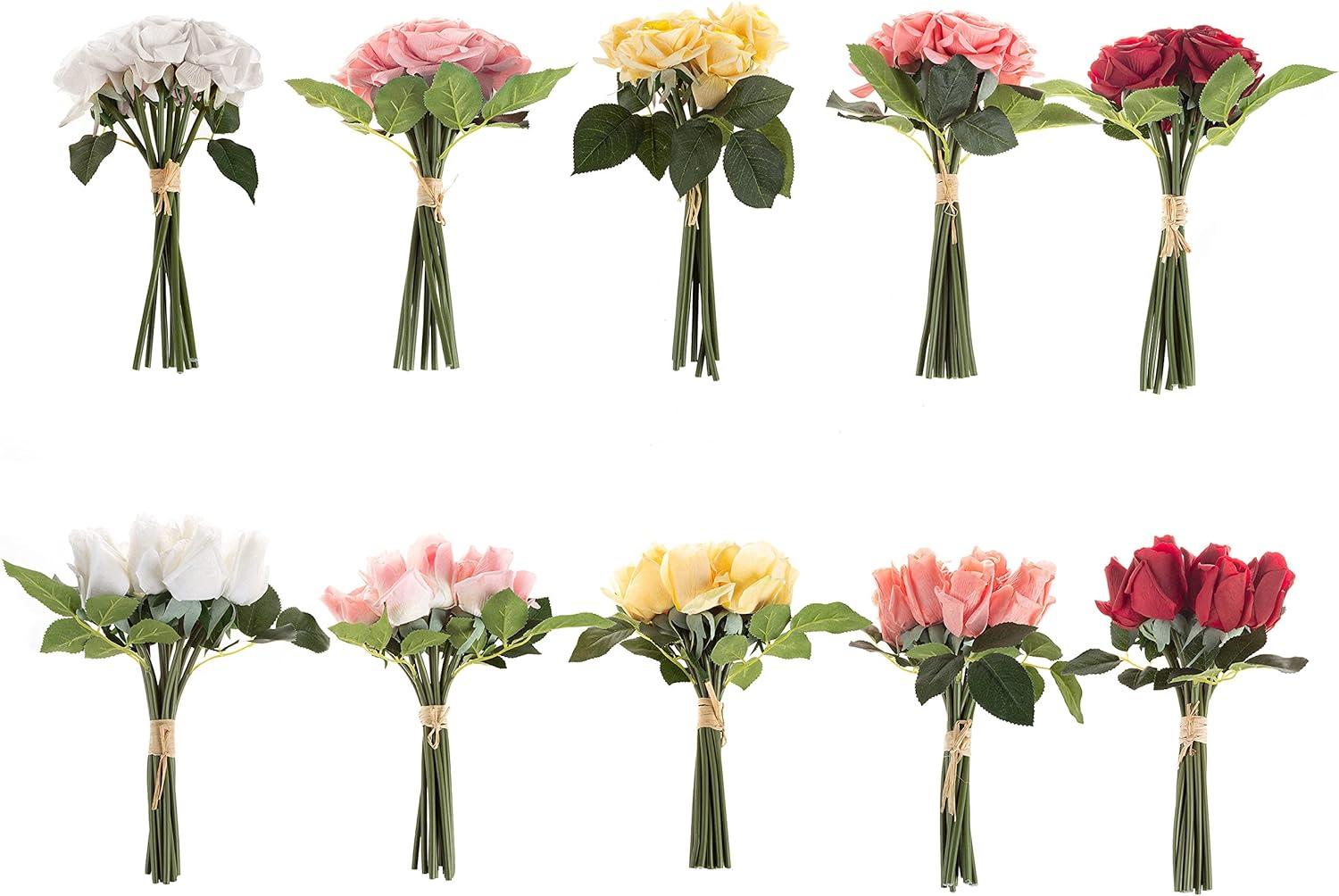 Pure Garden 24Pc Real Touch Rose Artificial Flowers with Stems