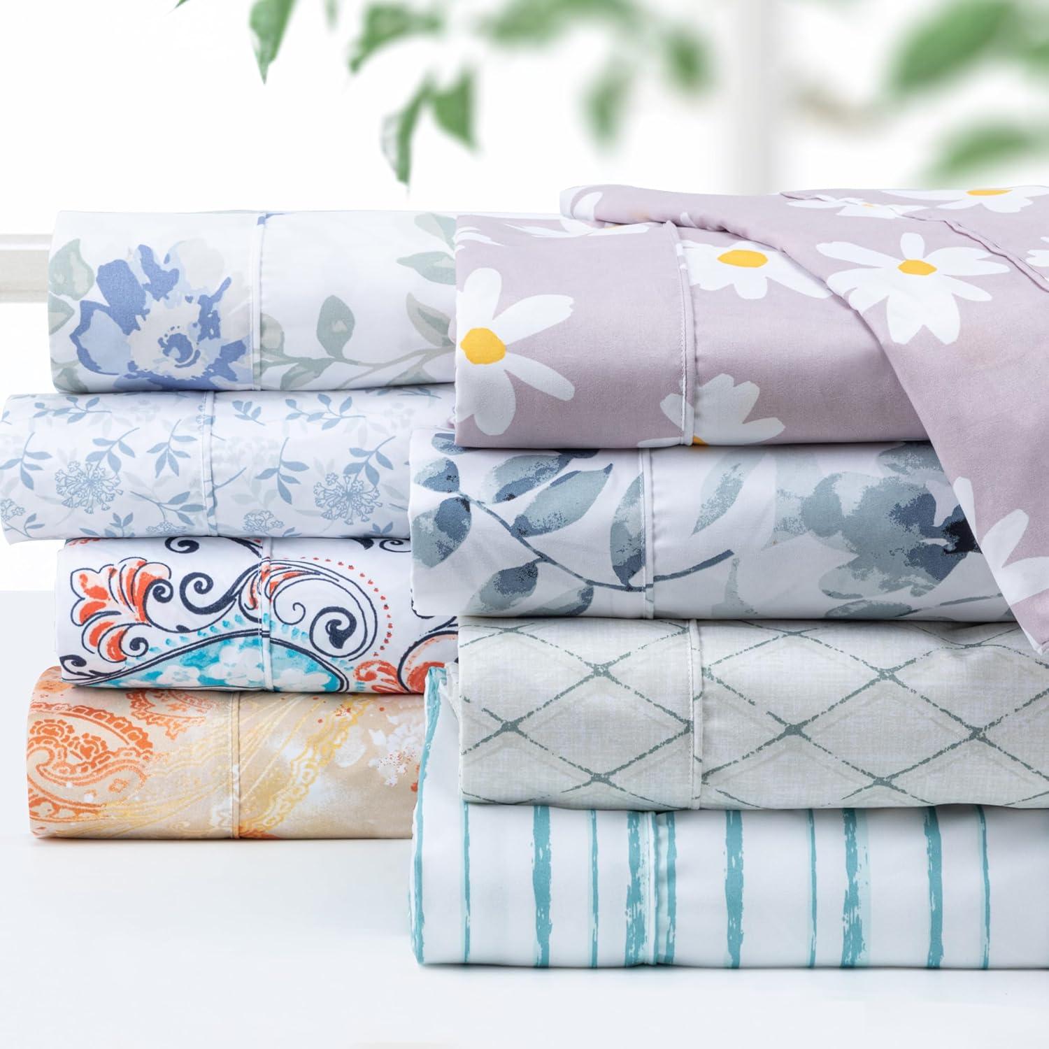 Pointehaven Microfiber Printed and Solid Luxury sized Sheet Set