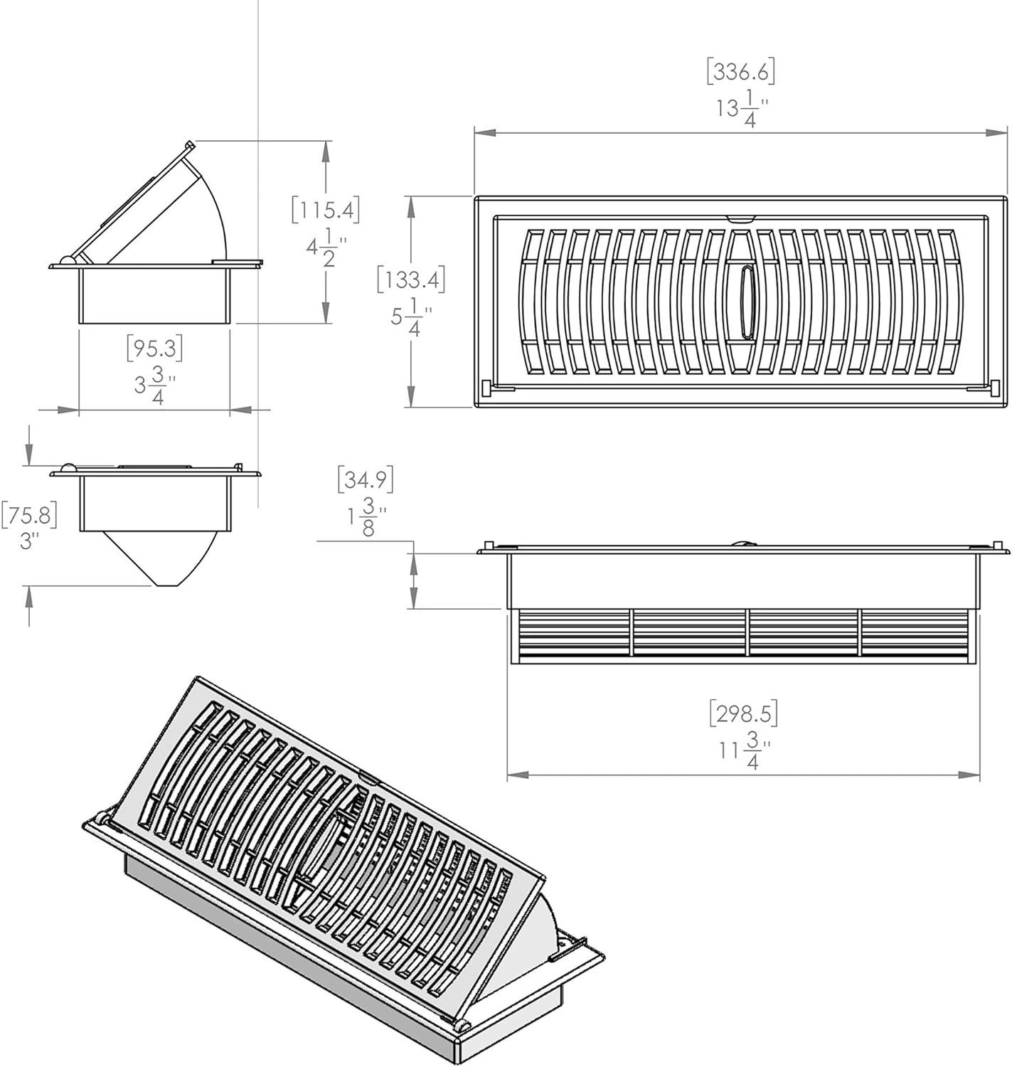 Tan Plastic Pop-Up Floor Register with Deflector, 4 x 12 Inch