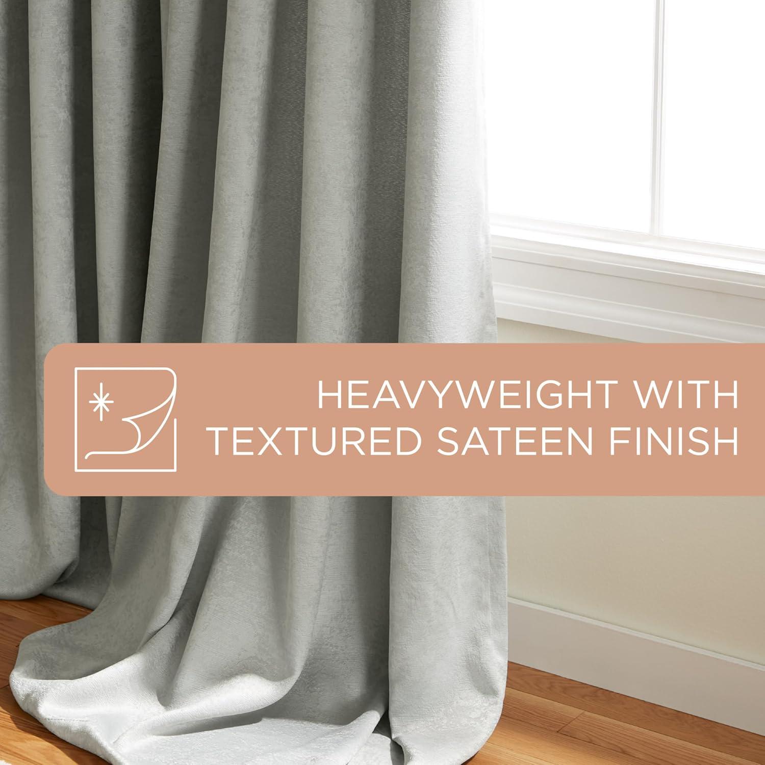 Set of 2 108"x52" Oxford Textured Sateen Thermal Room Darkening Grommet Top Window Curtain Panel Silver - Exclusive Home