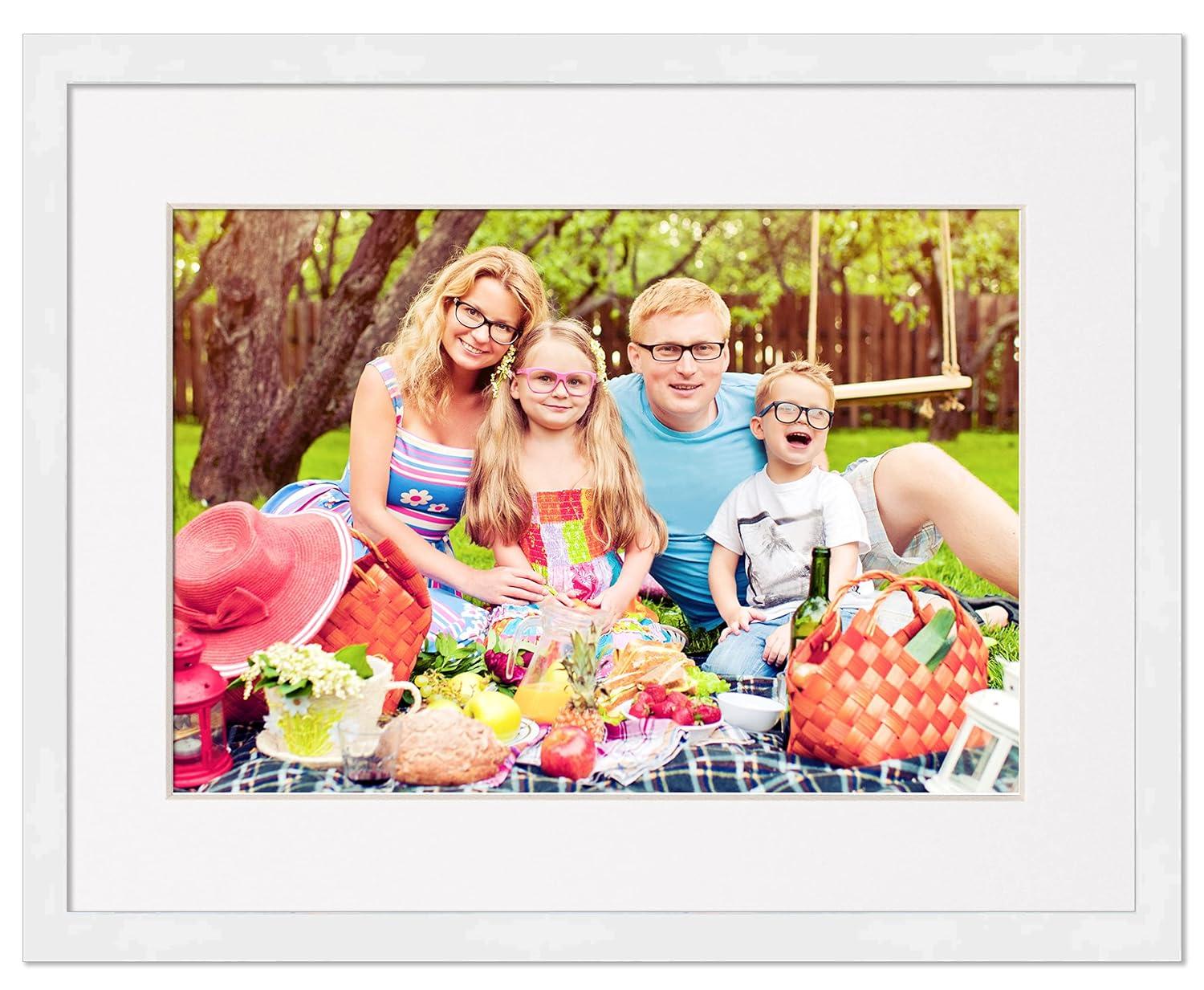 13x17 Frame White With White Picture Mat For 13x17 Photo - White 15x19 Frame To Display Print or