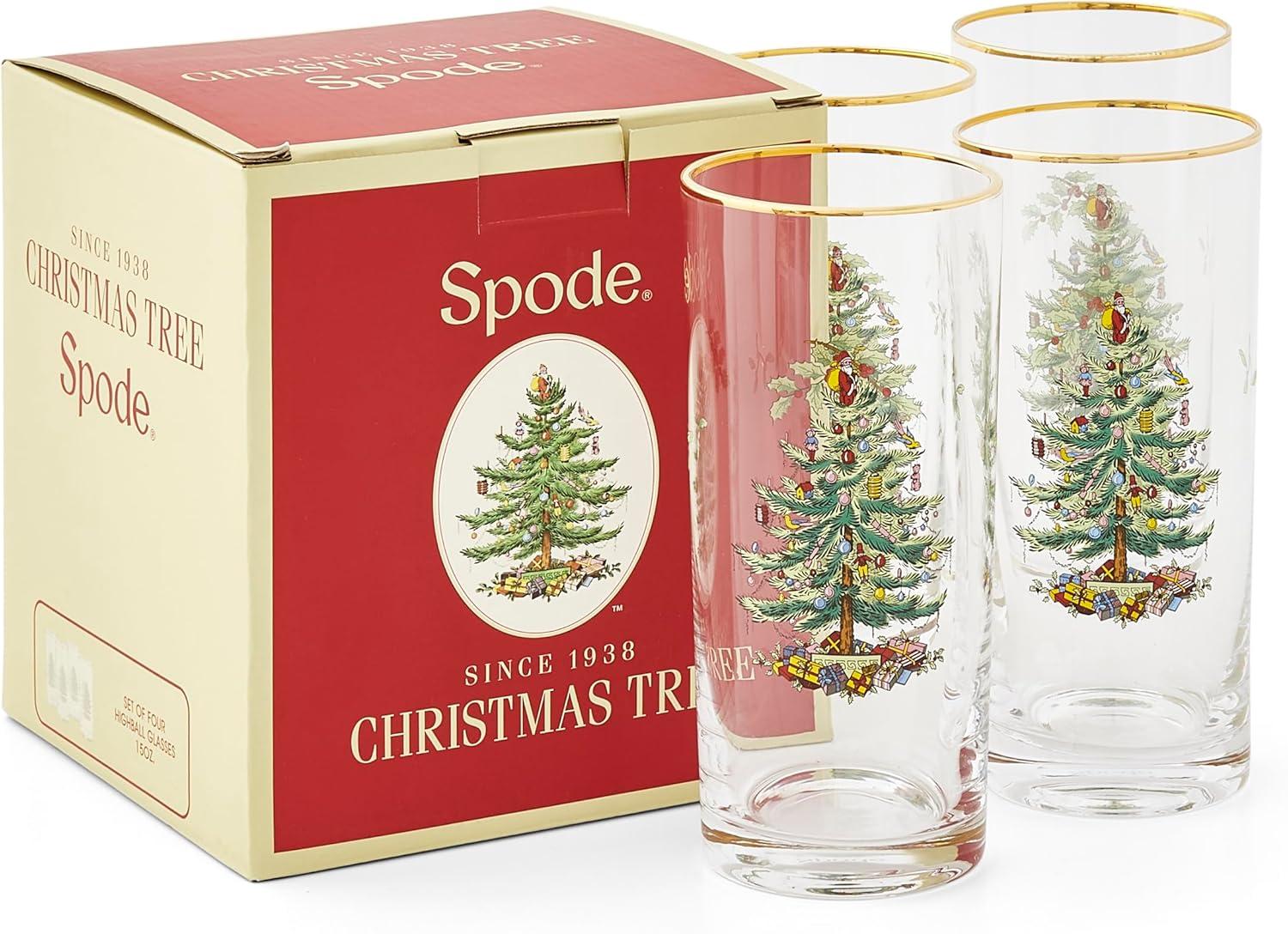 Spode Christmas Tree Highballs, Set of 4 - 15 oz.