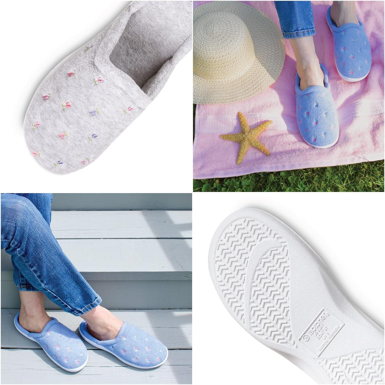 isotoner Women's Classic Terry Clog Slippers Slip on, Periwinkle, 5.5-6
