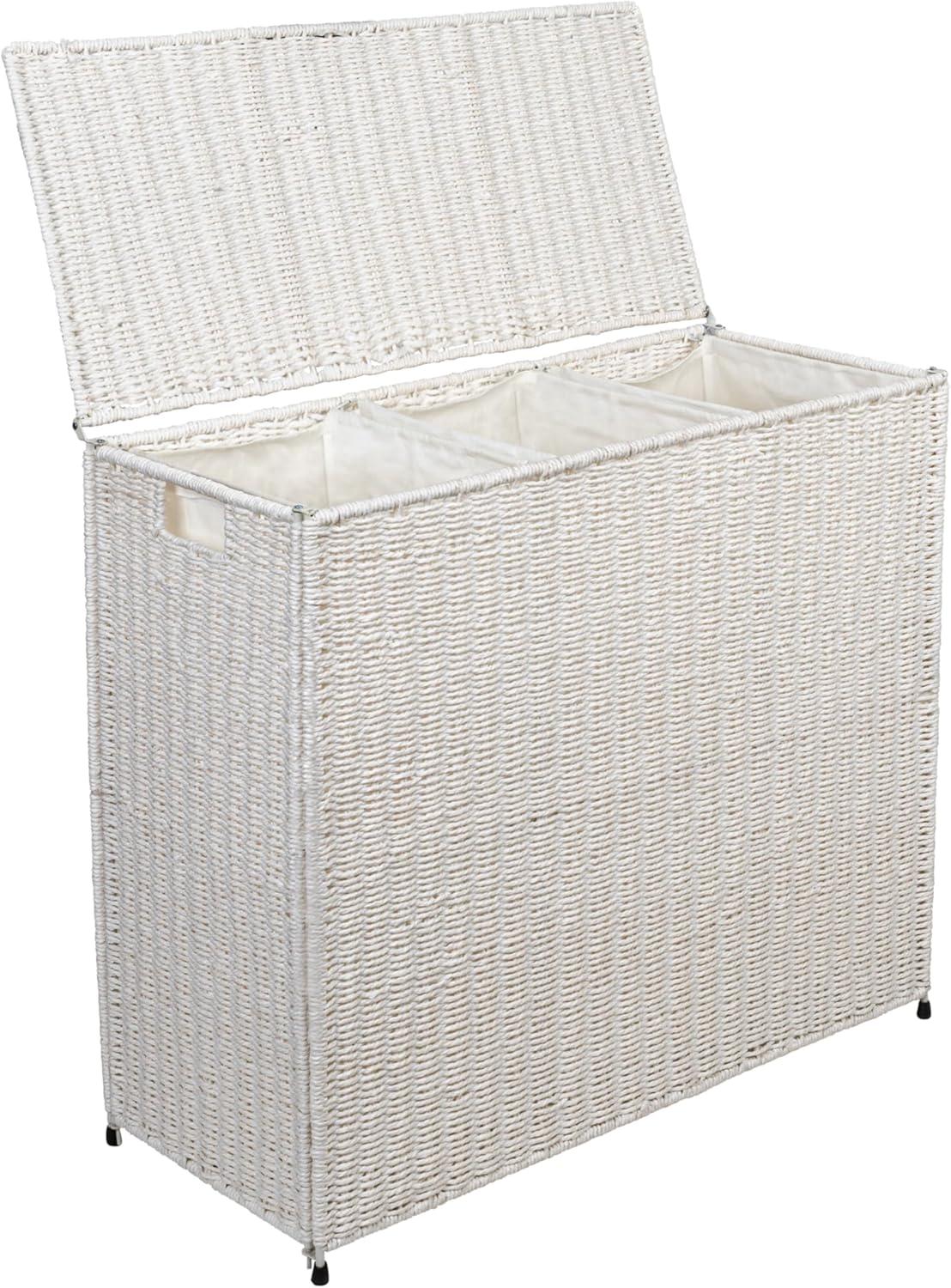 3 Compartment Laundry Sorter, Wicker Laundry Sorter