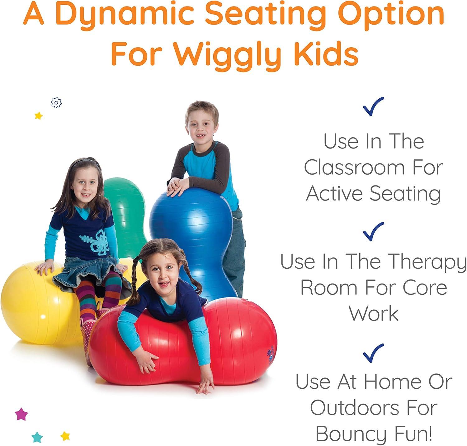 Fun and Function - Peanut Ball for Kids - Balance Ball for Kids with Special Needs - for Exercise, Therapy or Dynamic Seating