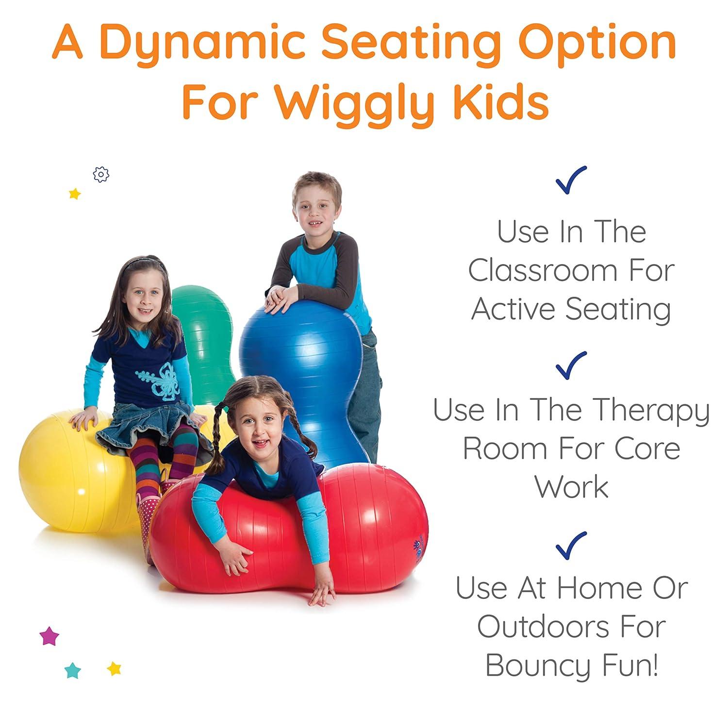 Fun and Function - Peanut Ball for Kids - Balance Ball for Kids with Special Needs - for Exercise, Therapy or Dynamic Seating
