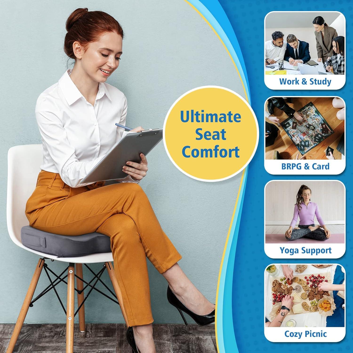 CloudBliss Gel Seat Cushion - Cooling Gel Enhanced Memory Foam Ergonomic Seat Cushion for Long Sitting for Office, Game, Car, Automotive, Airplane (Large, Black)