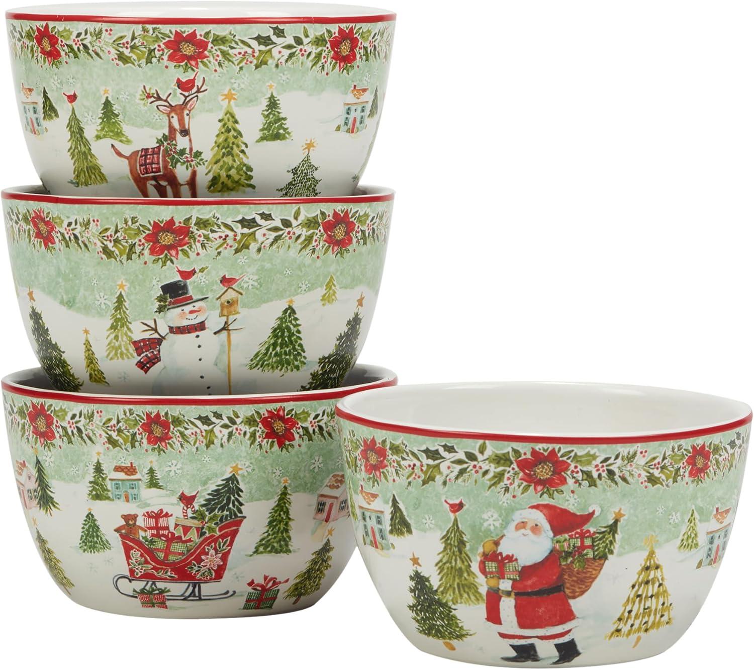 Joy of Christmas Ceramic Holiday Dinnerware Set, Service for 4