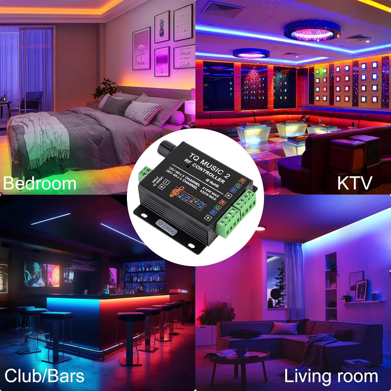 SUPERNIGHT LED RGB Music Touch Controller RF Sensitivety Backlight RF Remote Touching Color 3.5MM Audio 15 Music Modes LED Light Strip Controller