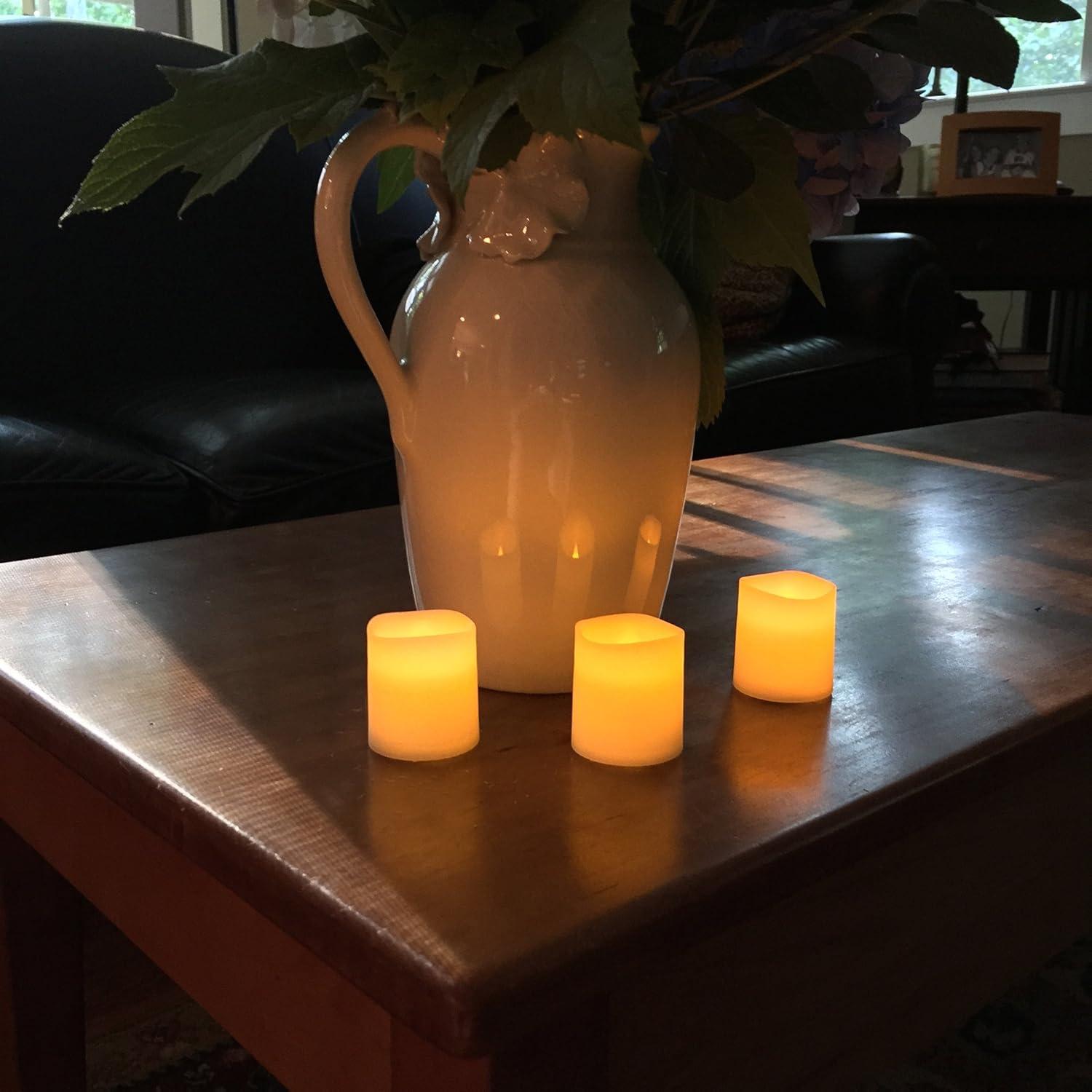 LumaBase Battery Operated LED Votive Candles, Amber - Set of 12