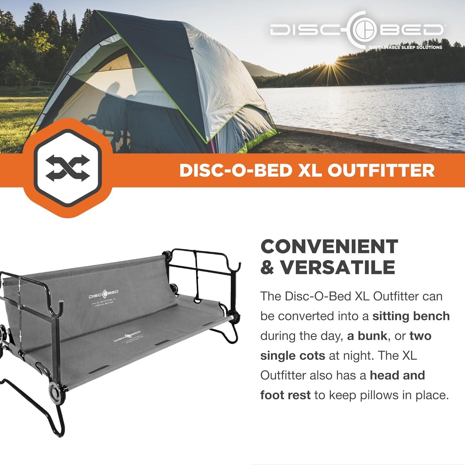 Extra Large Disc-O-Bed Special Edition Outfitter with 2 Side Organizers; Grey