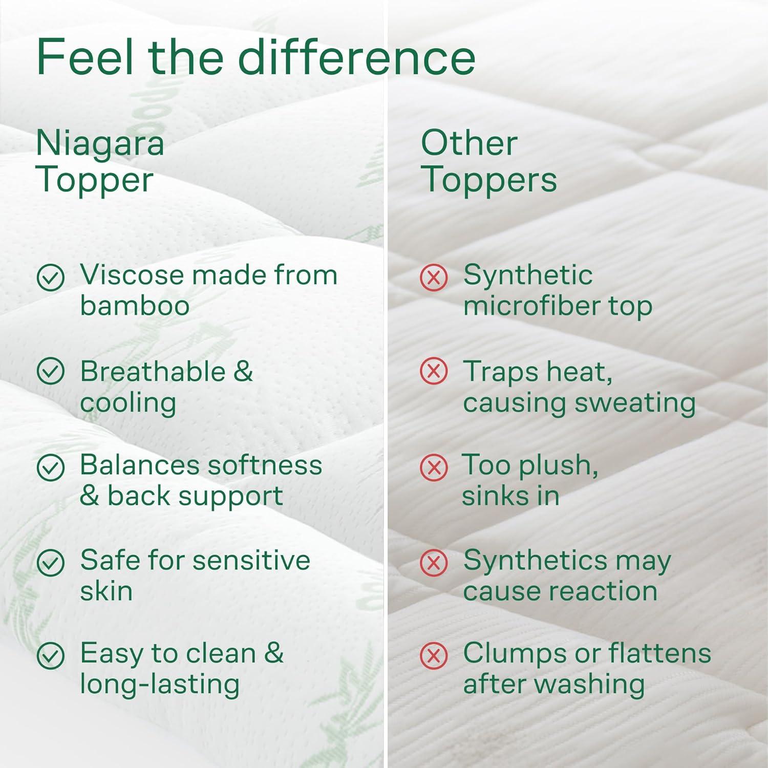 Ultra Soft Queen RV Size Mattress Topper - Viscose Made from Bamboo Pillow Top Mattress Pad for Back Pain Relief - Naturally Cooling for Hot Sleepers, Green