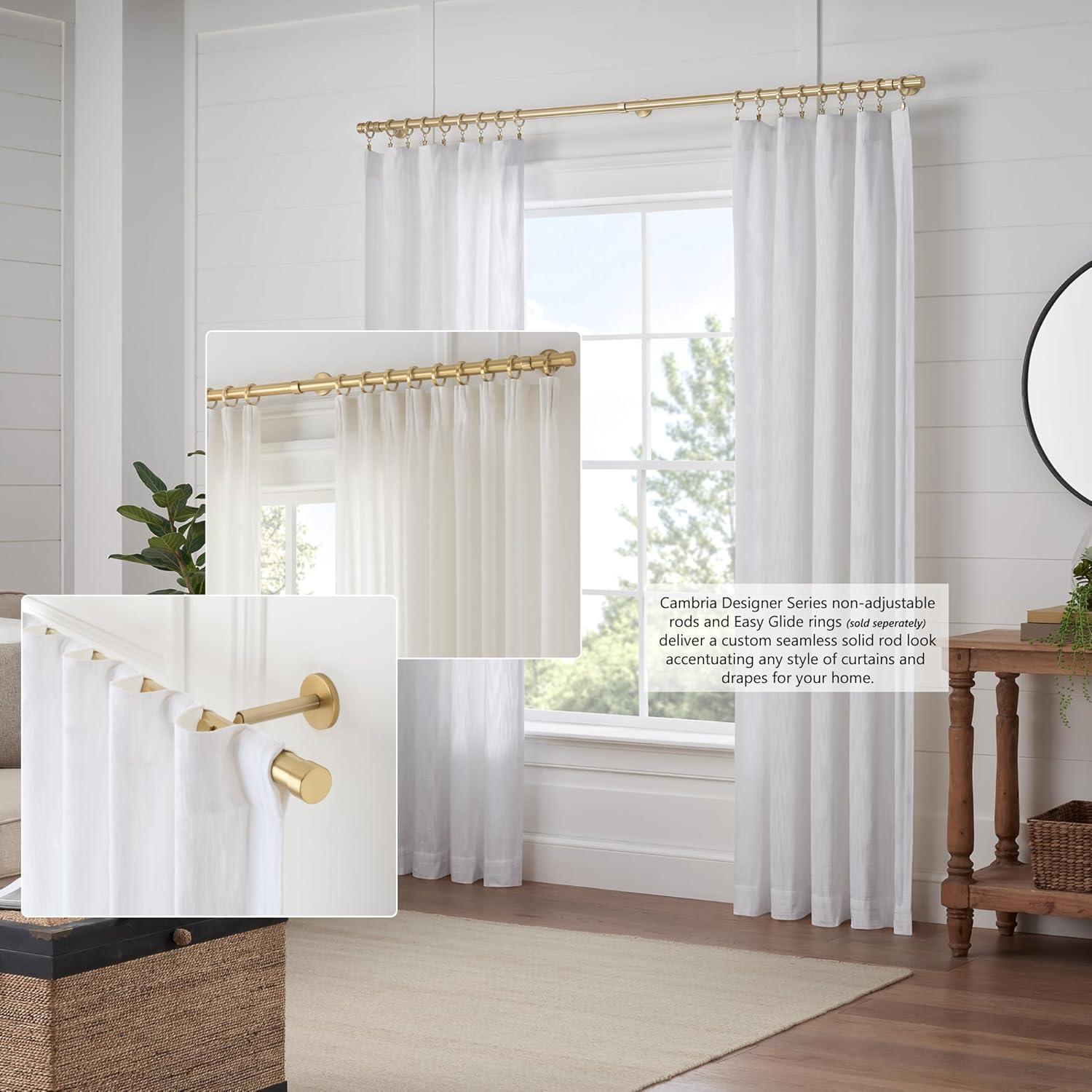 Cambria Designer Series Premium 1-1/8 in Larger Dia. Non-Adjustable Curtain Rod and Designer Brackets