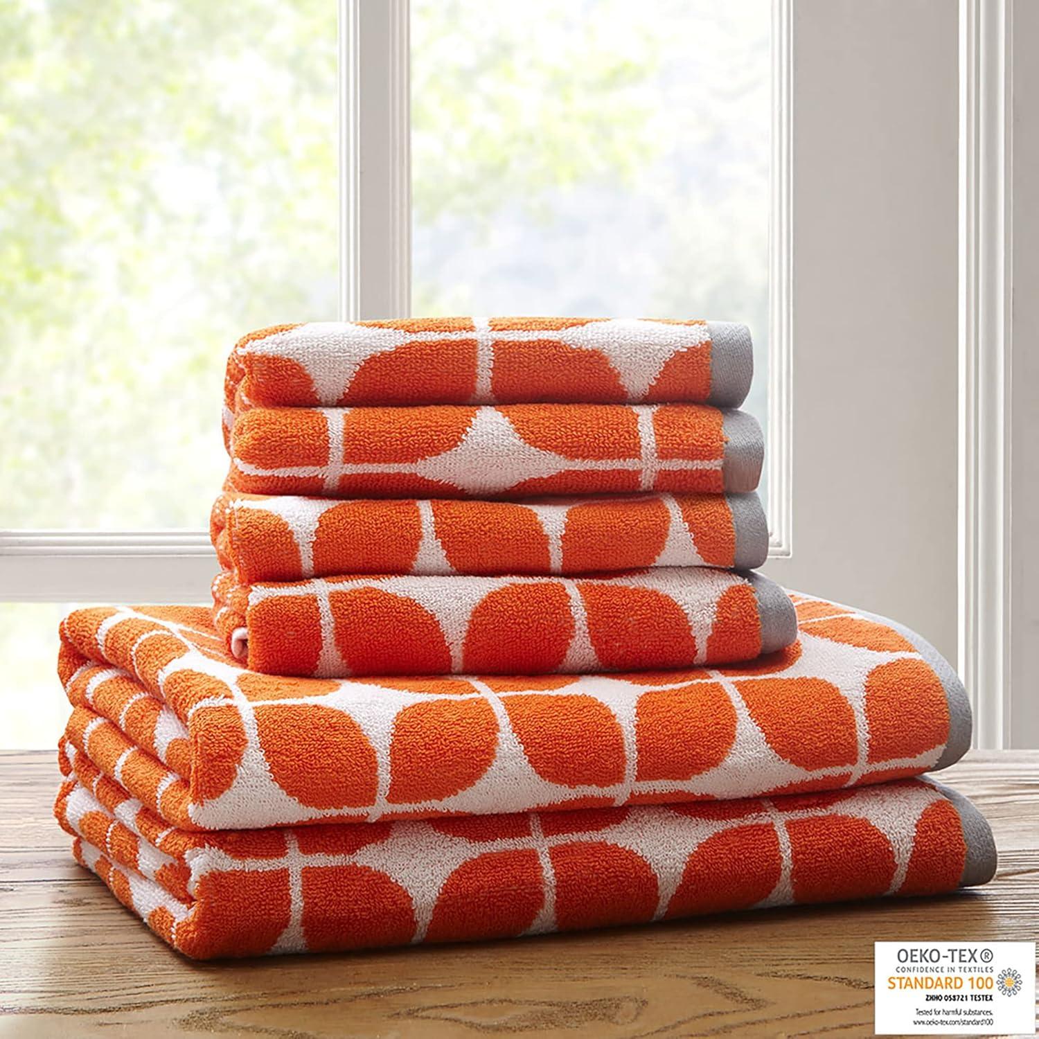 Intelligent Design Lita 6-Piece Cotton Jacquard Towel Set in Orange