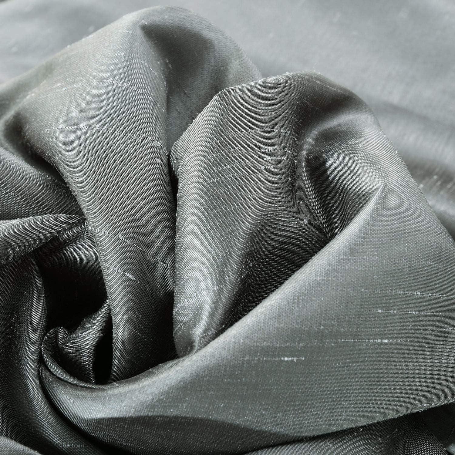 HPD Half Price Drapes Faux Silk Blackout Curtains 96 Inches Long for Bedroom & Living Room Vintage Textured Blackout Curtain (1 Panel), 50W x 96L, Storm Grey