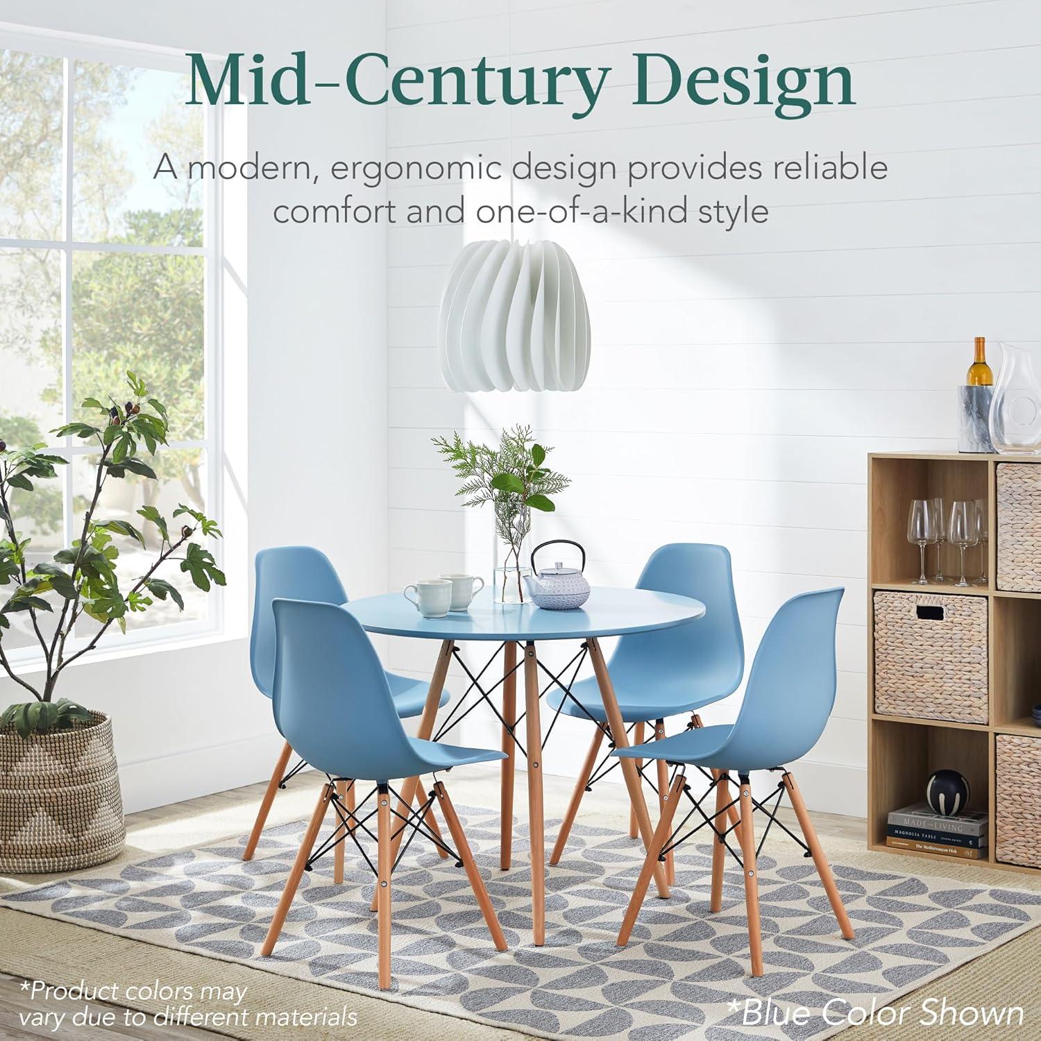 Best Choice Products 5-Piece Compact Mid-Century Modern Dining Set w/ 4 Chairs, Wooden Legs - Dark Green/Walnut