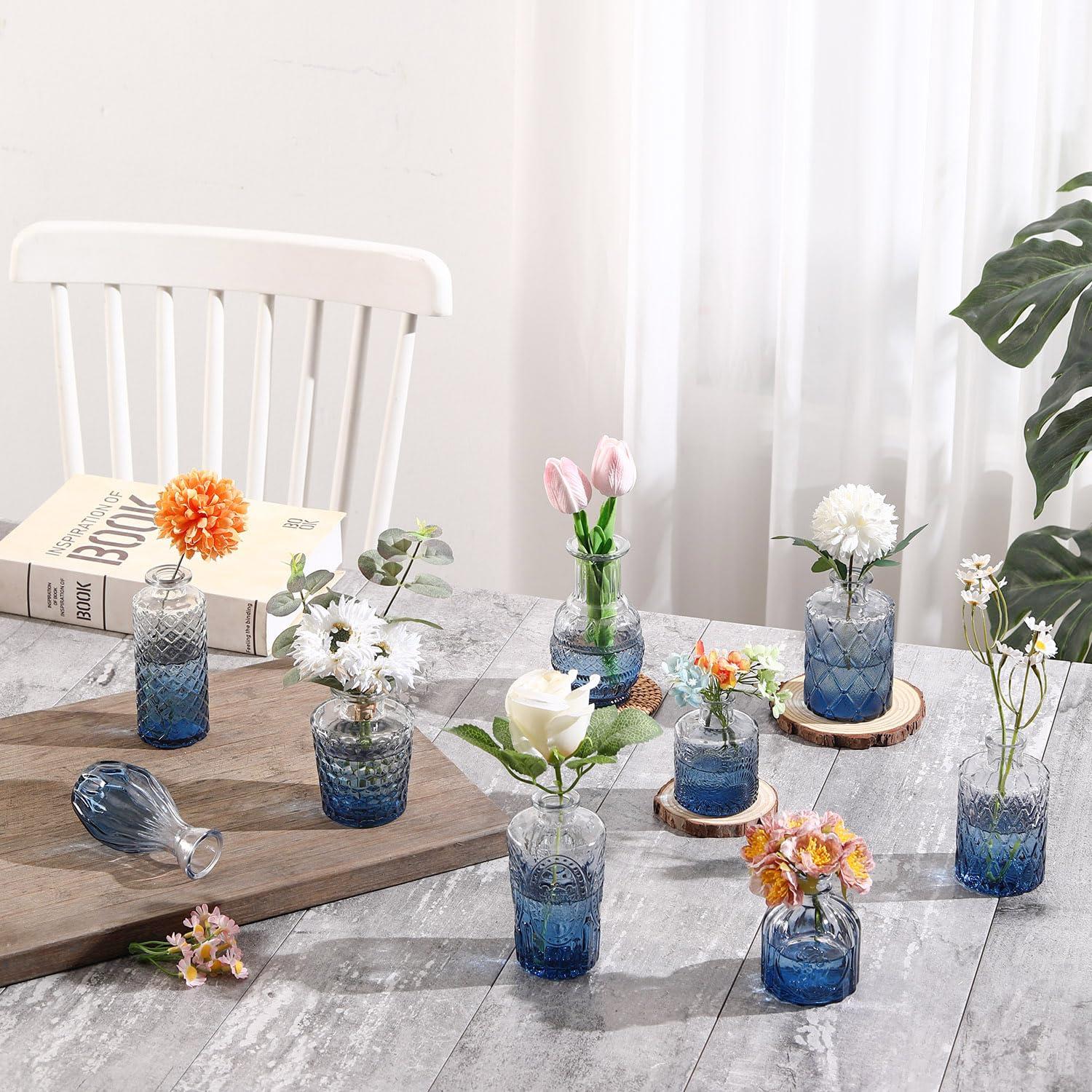 Bud Vases Set of 12, Small Glass Vases for Centerpieces, Small Flower Vases for Centerpieces, Vintage Mini Vase, Clear Bud Vase for Wedding Table Decor