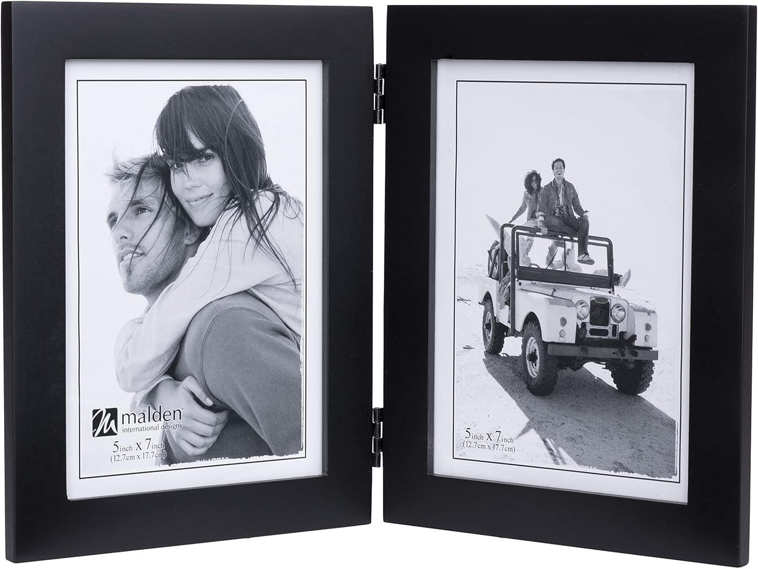 LINEAR Black Hinged Double 5x7 frame by Malden Design - 5x7