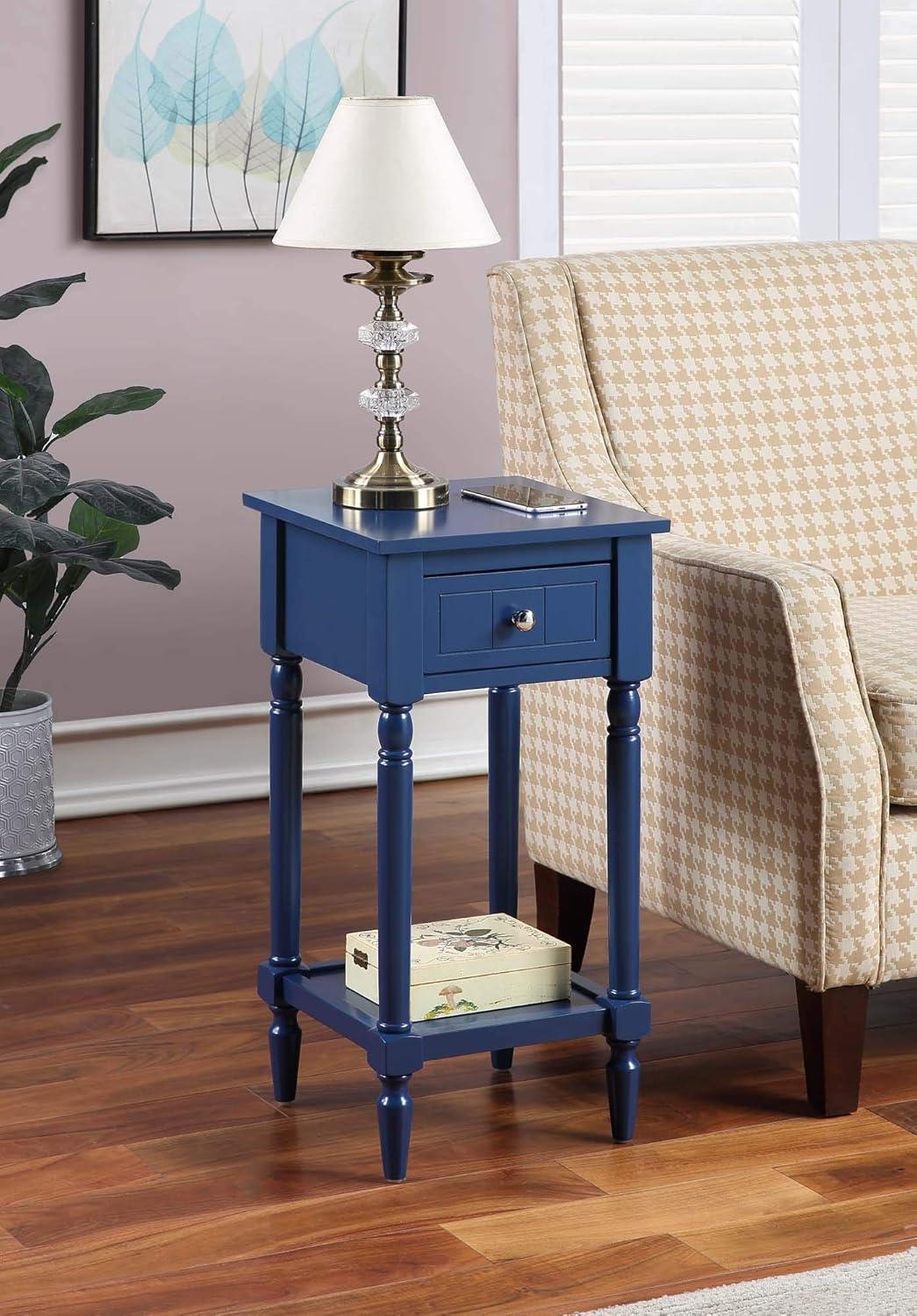 Convenience Concepts French Country Khloe 1 Drawer Accent Table with Shelf, Cobalt Blue