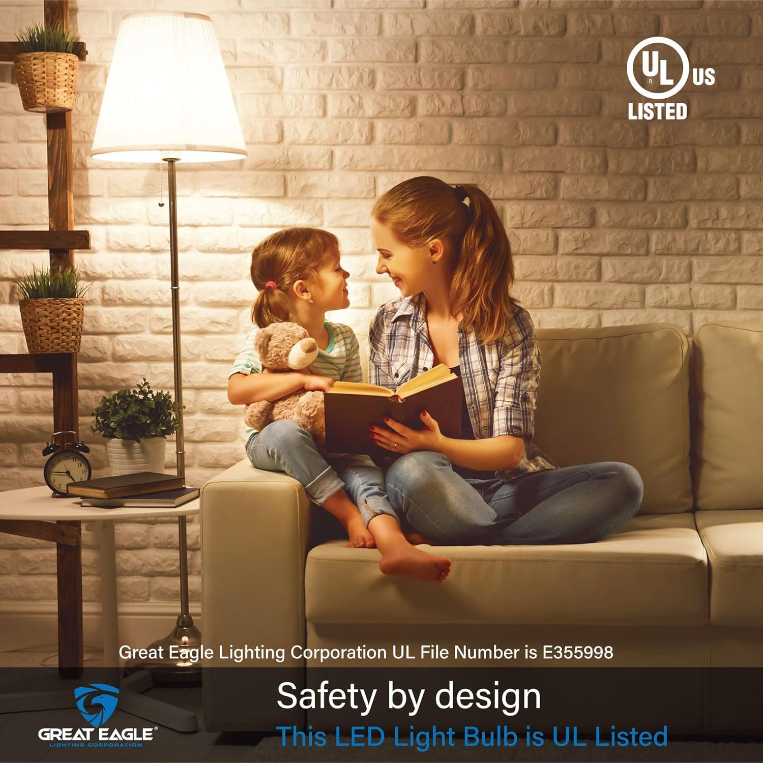 Great Eagle GU24 Led Bulb - 9W (60W Equivalent), Dimmable, 3000K Soft White, UL Listed, Twist-in Light Bulb, 2 Prong Light Bulbs (4-Pack)