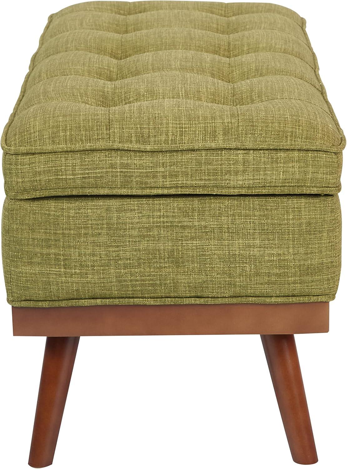 Katheryn Storage Bench Green - OSP Home Furnishings: Mid-Century Modern Ottoman, Plywood Frame, Polyester Upholstery