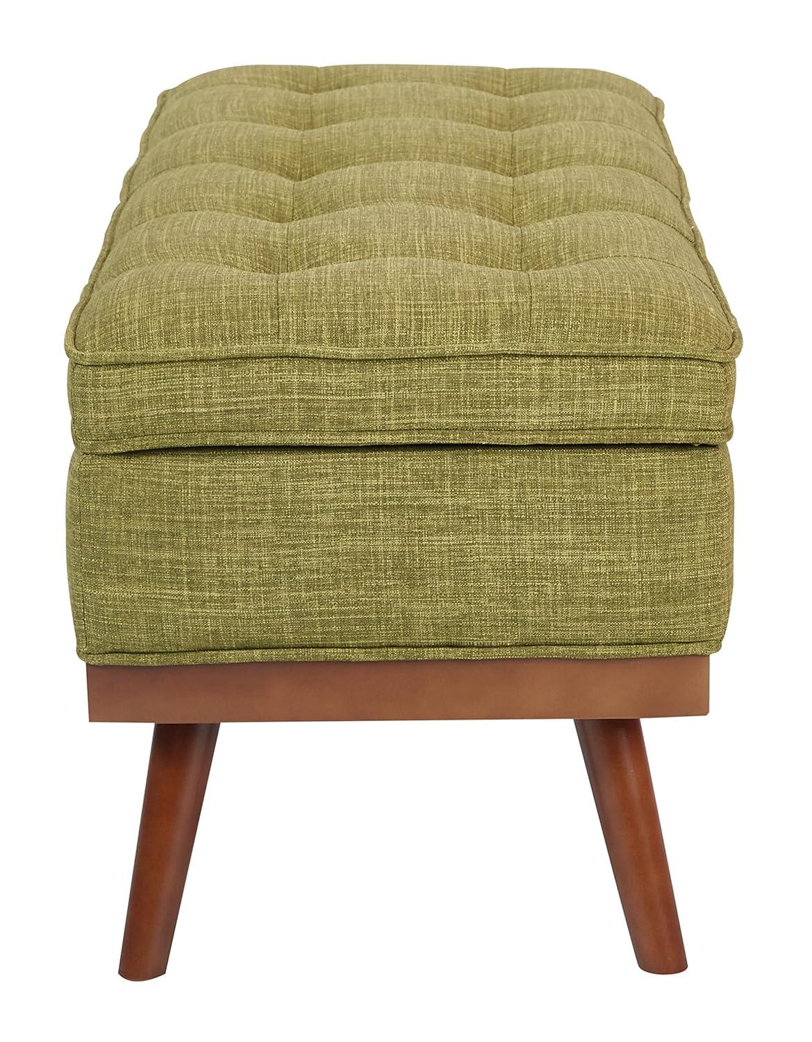 Katheryn Storage Bench Green - OSP Home Furnishings: Mid-Century Modern Ottoman, Plywood Frame, Polyester Upholstery