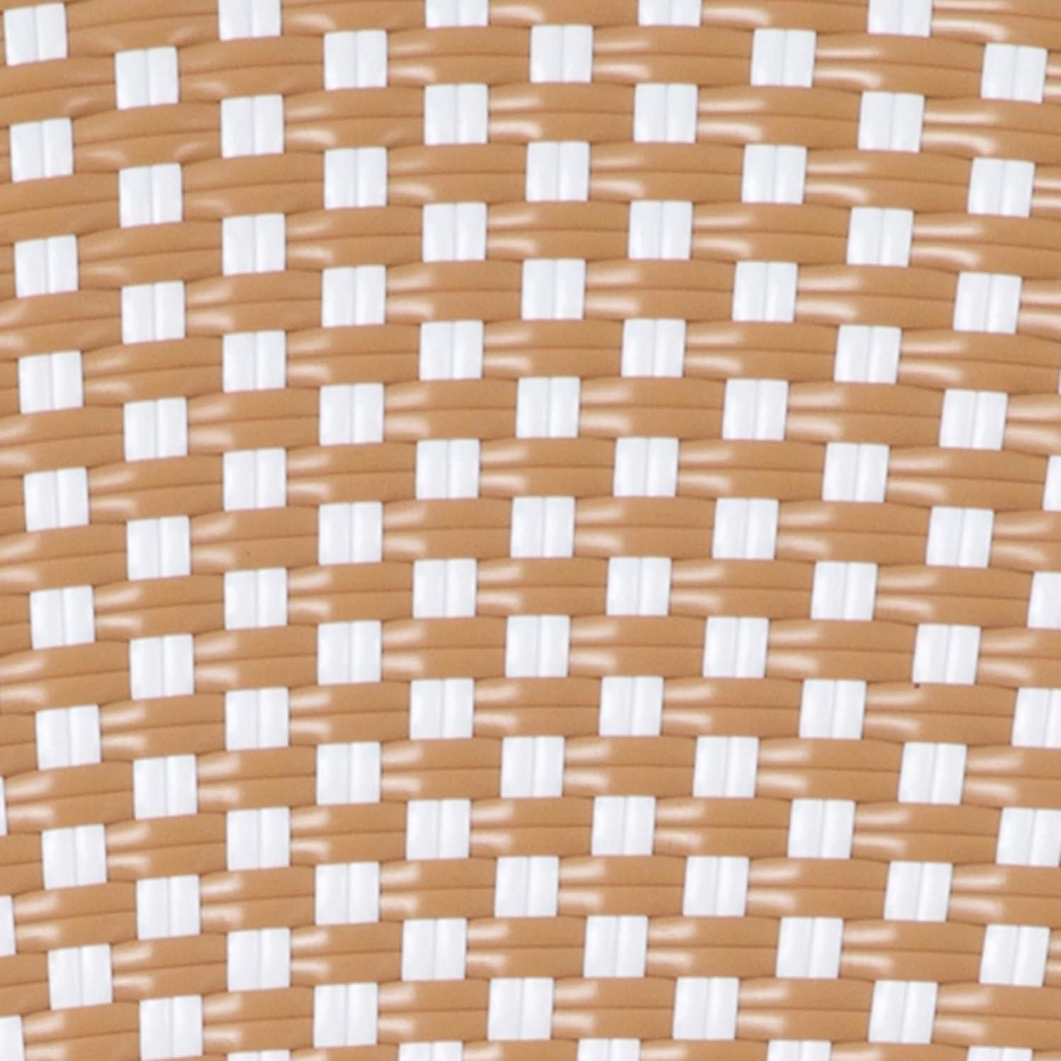 Flash Furniture 4 PK Lourdes Indoor/Outdoor Commercial Thonet Bistro Stack Chair, Natural/White PE Rattan & Bamboo Print Aluminum Frame in Light Nat