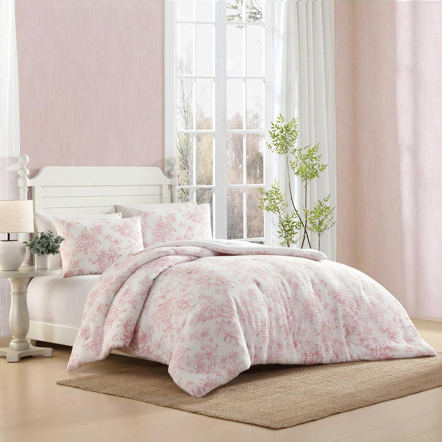 Laura Ashley Laura Ashley Delphine Waffle Pink Comforter Set