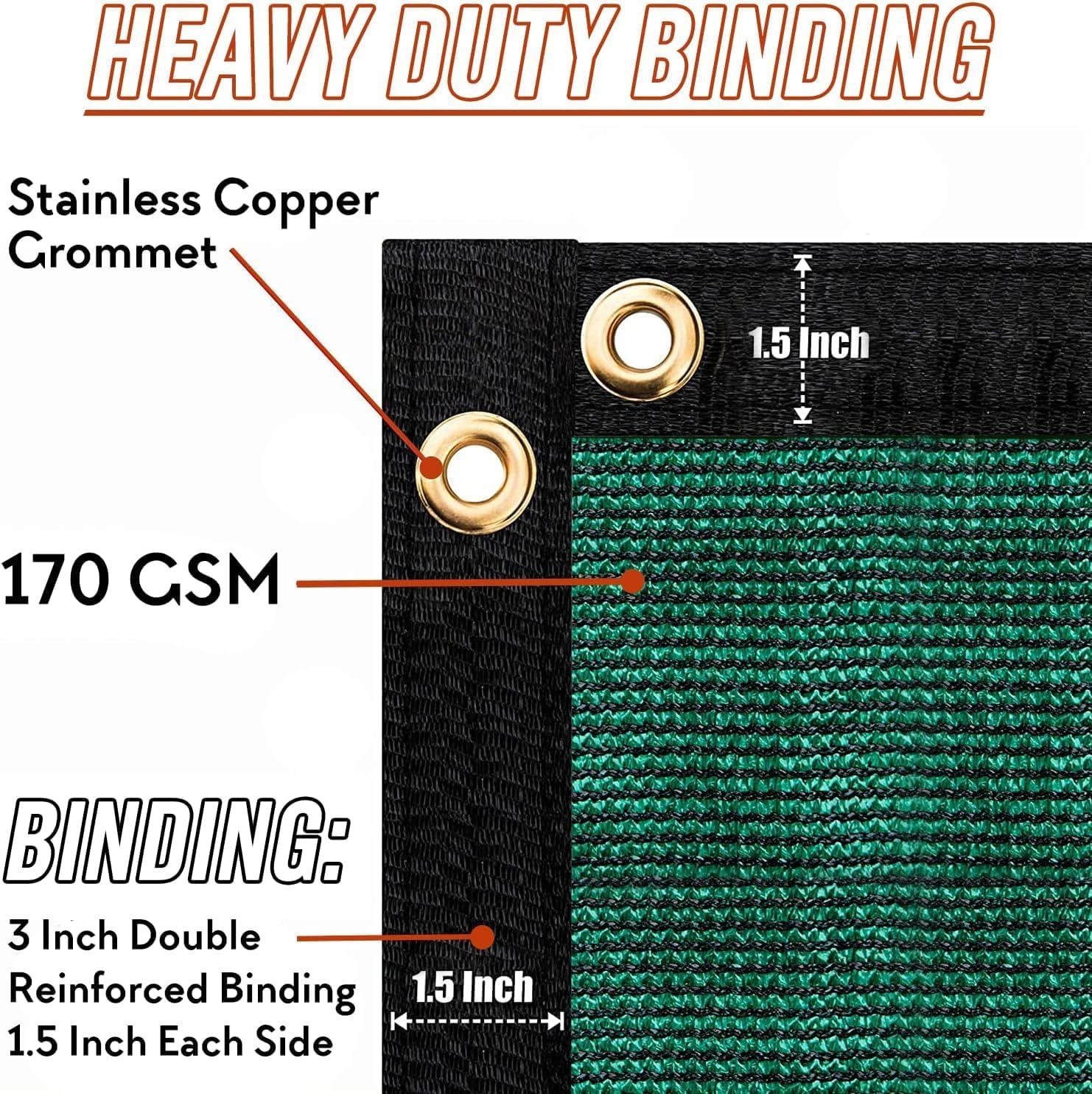 SEALTECH Ultra Heavy Duty 200 GSM Privacy Fence Screen – Non-Recycled Polyethylene Mesh Shade Net with Bindings & Rustproof Grommets - 90% + Blockage Includes Cable Zip Ties. (Green 6'X50')