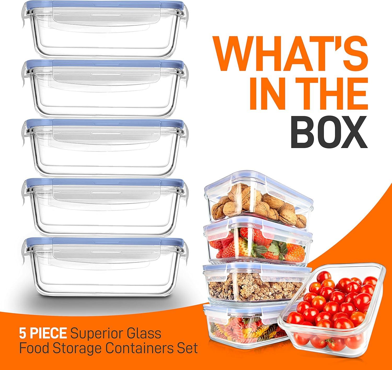 NutriChef 30oz. Glass Food Storage Container