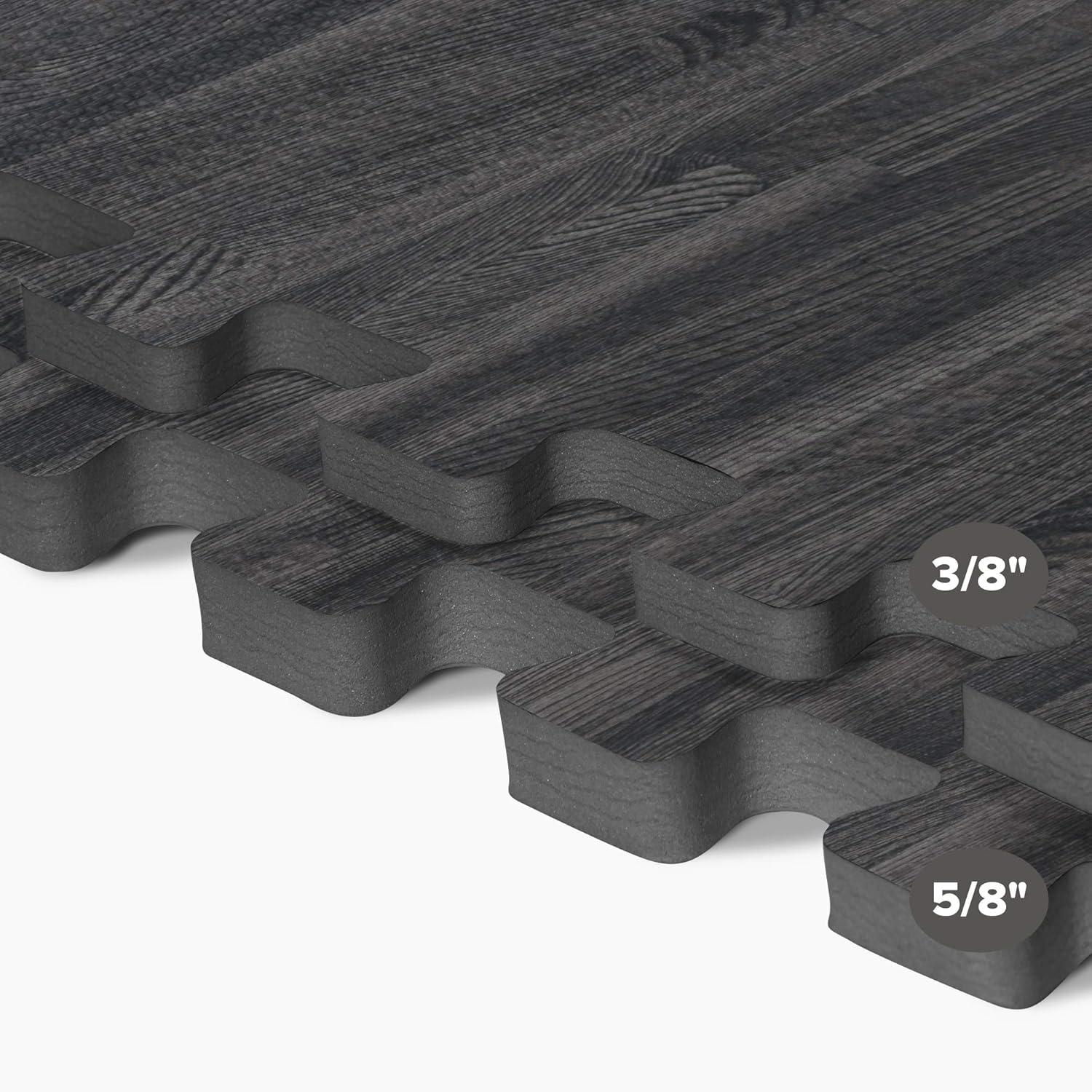 Dark Wood Grain Interlocking Foam Floor Tiles, 24" x 24"