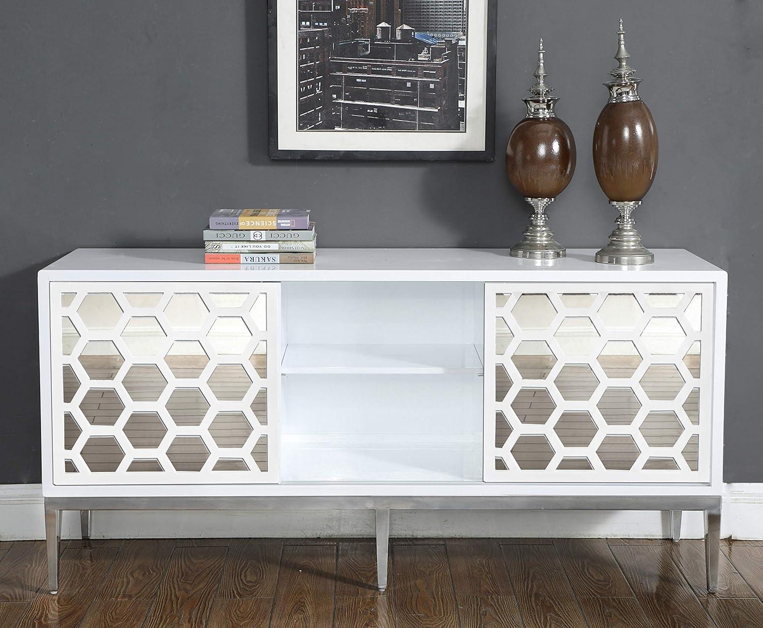 Meridian Furniture Zoey Aparador Buffet de Madera en Laca Blanca