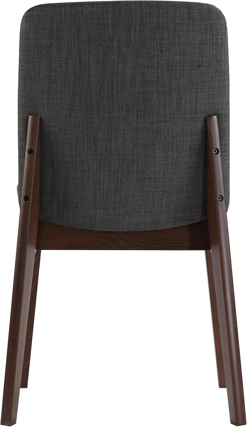 Cortesi Home Bjorn Dining Chair in Charcoal Fabric, Walnut Finish (Set of 2)