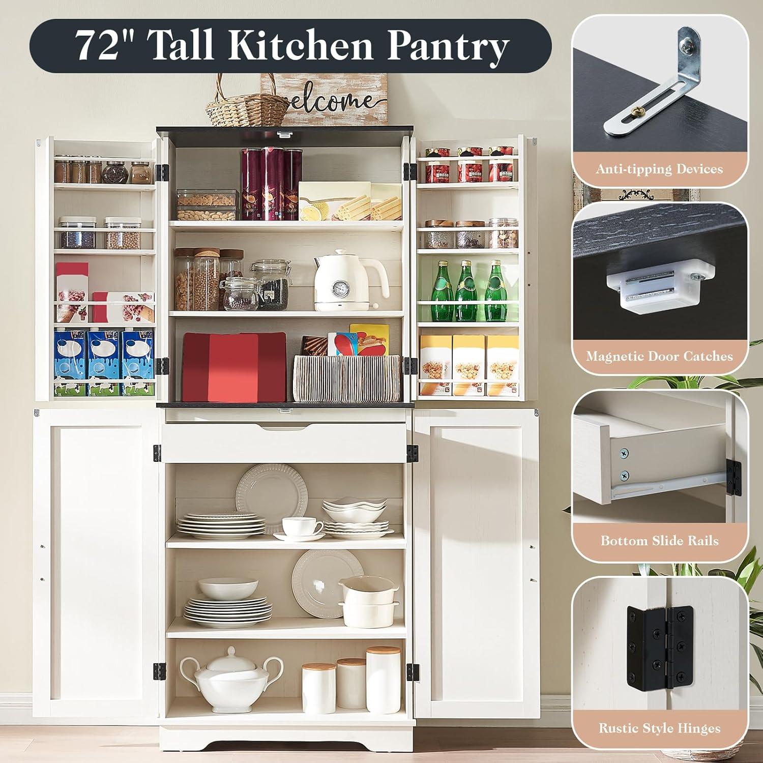 Gracie Oaks 72" Tall Farmhouse Kitchen Pantry