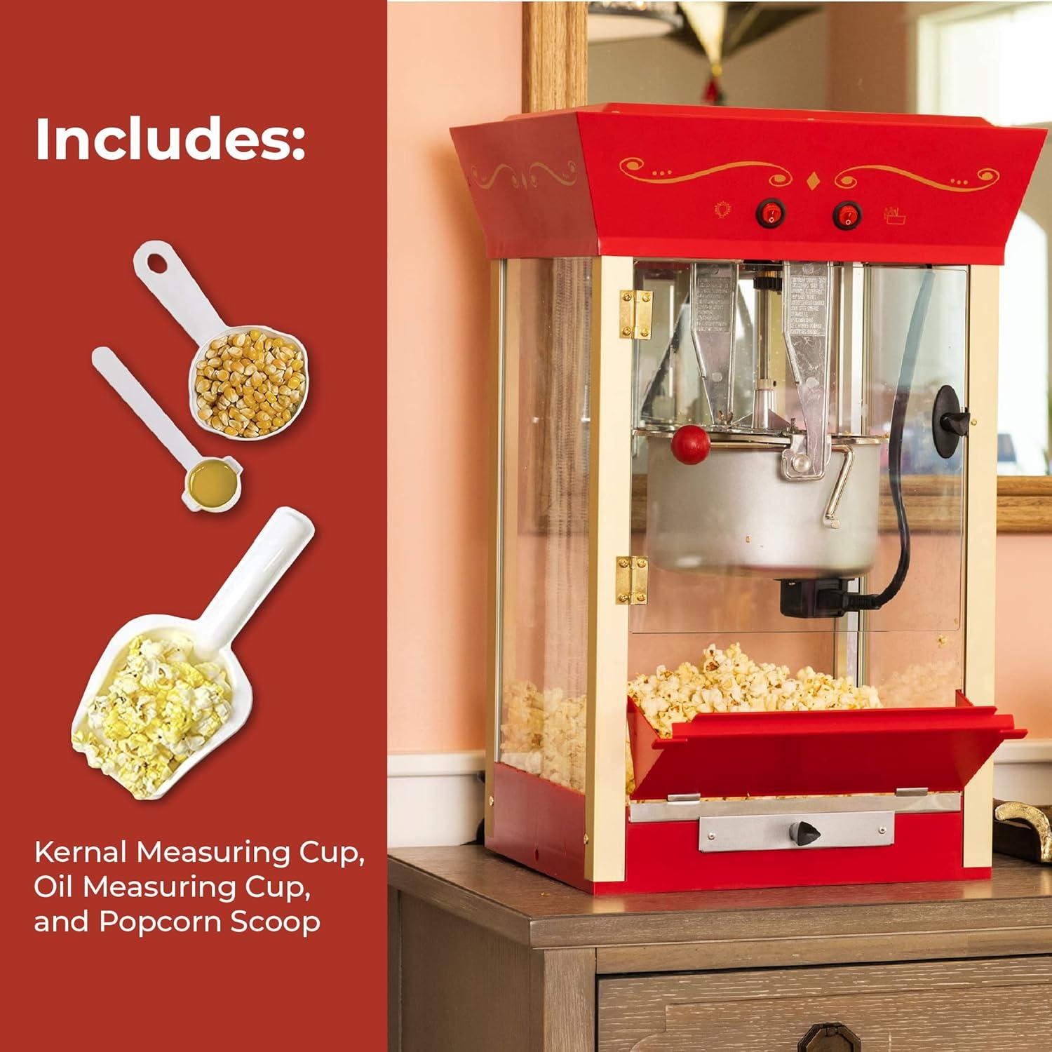 Nostalgia Appliances Popcorn Cart Vintage Movie Theatre Popcorn Machine, Red