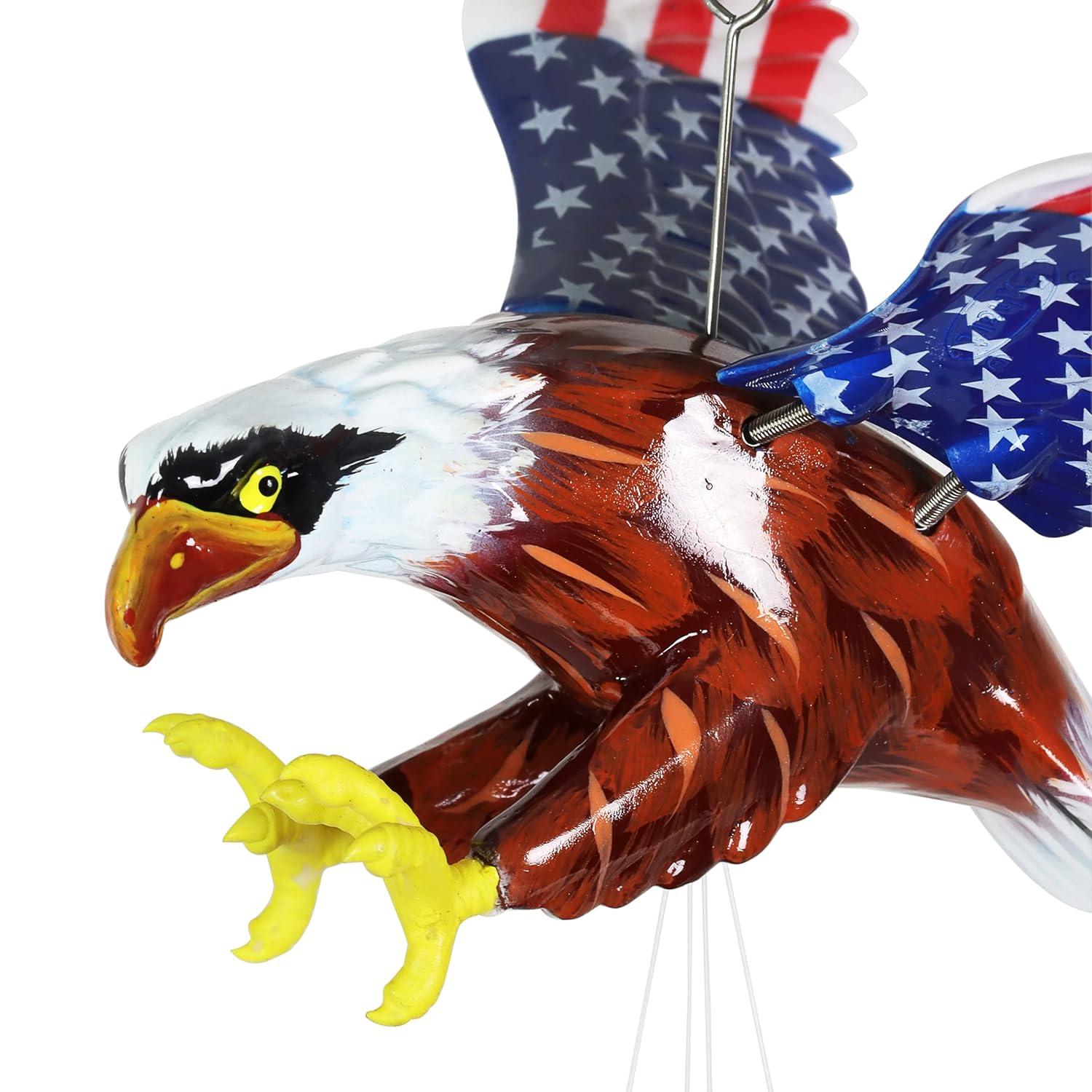 Exhart Exhart WindyWing Patriotic Eagle Wind Chime with American Flag Wings, 8 by 18 Inches