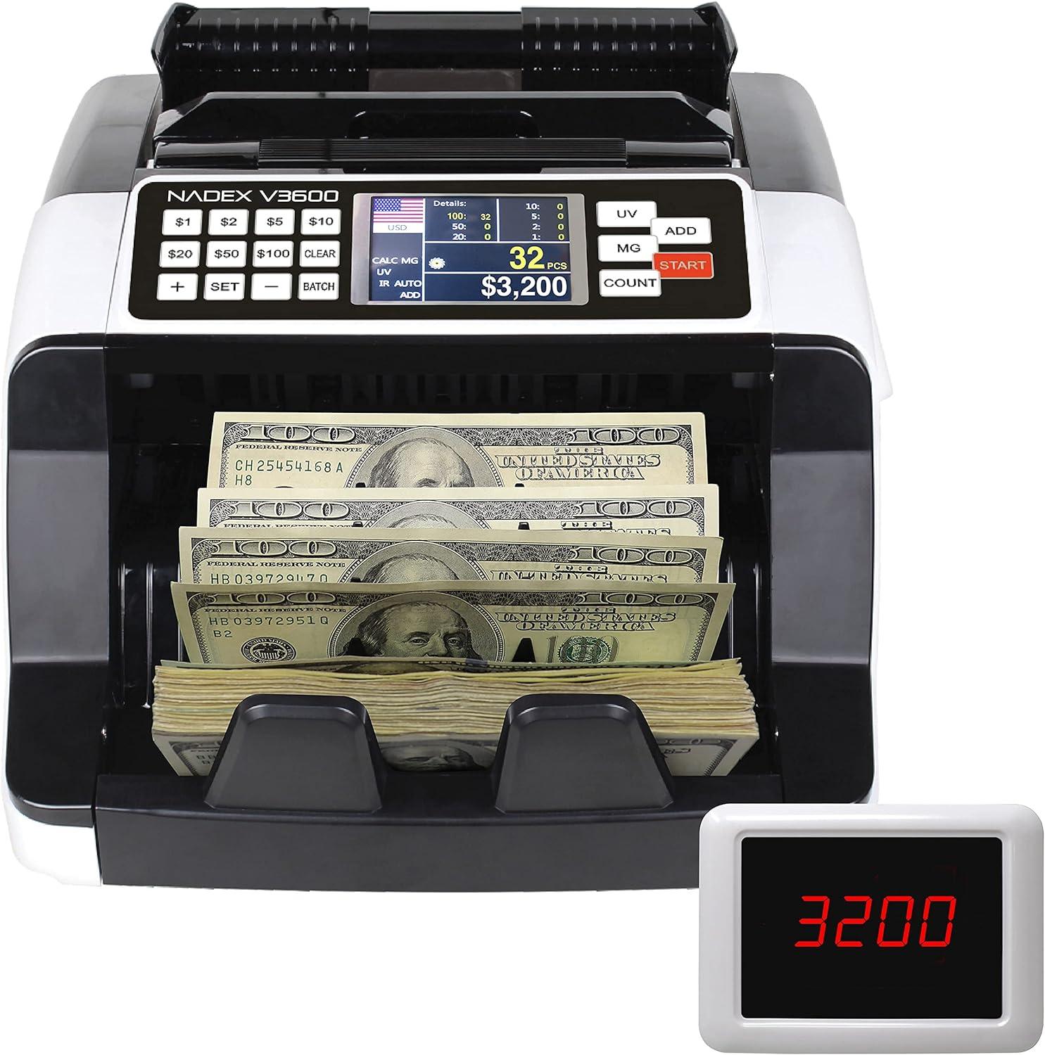 Nadex Coins™ V3600 Money Counter and Counterfeit Detector in White