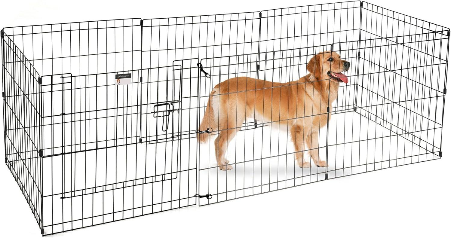 Puppy Playpen - Foldable Metal Exercise Enclosure with Eight 24-Inch Panels - Indoor/Outdoor Fence for Dogs, Cats, or Small Animals by PETMAKER