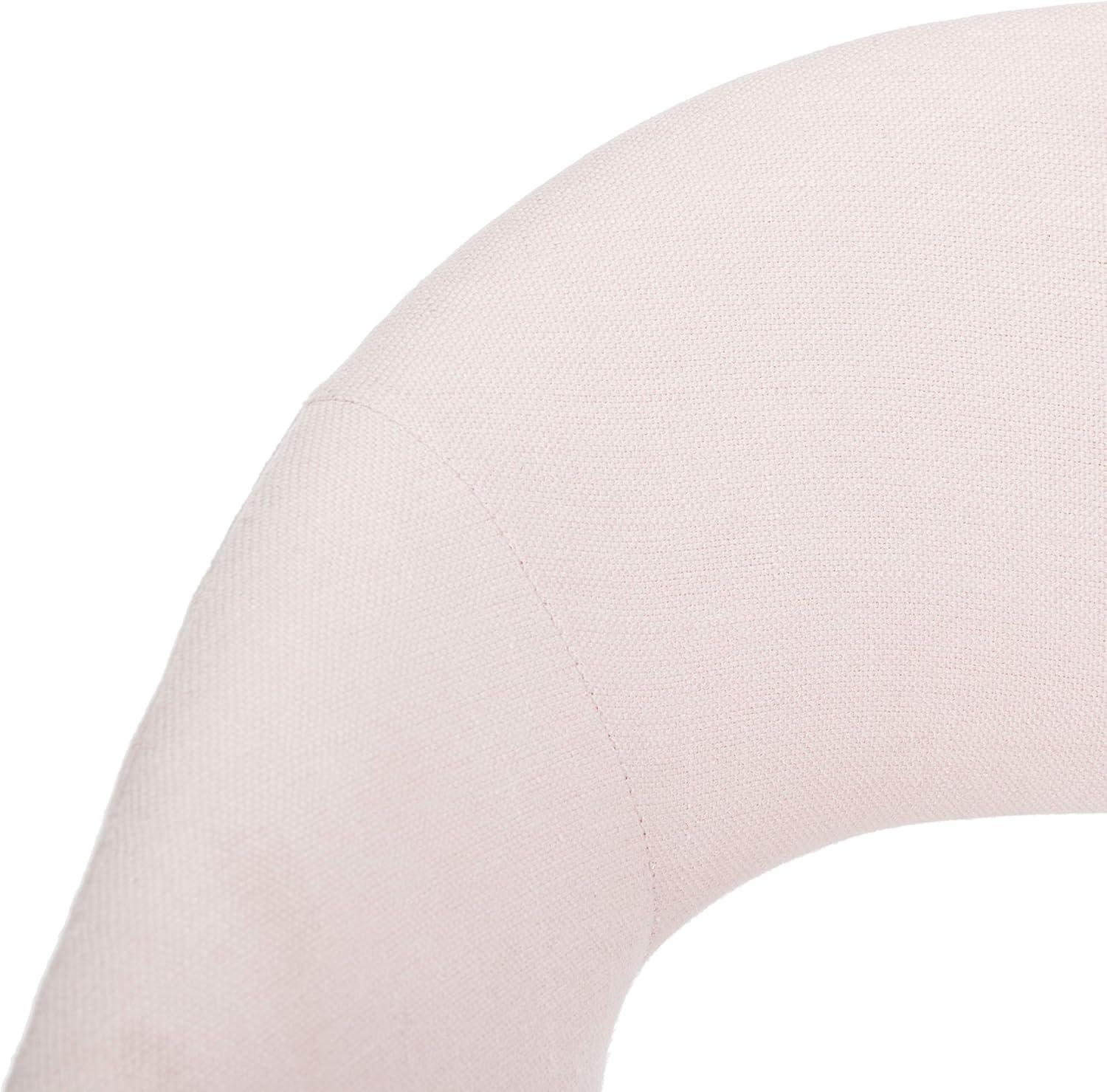 Ethereal Light Pink Linen & Wood Upholstered Arm Chair